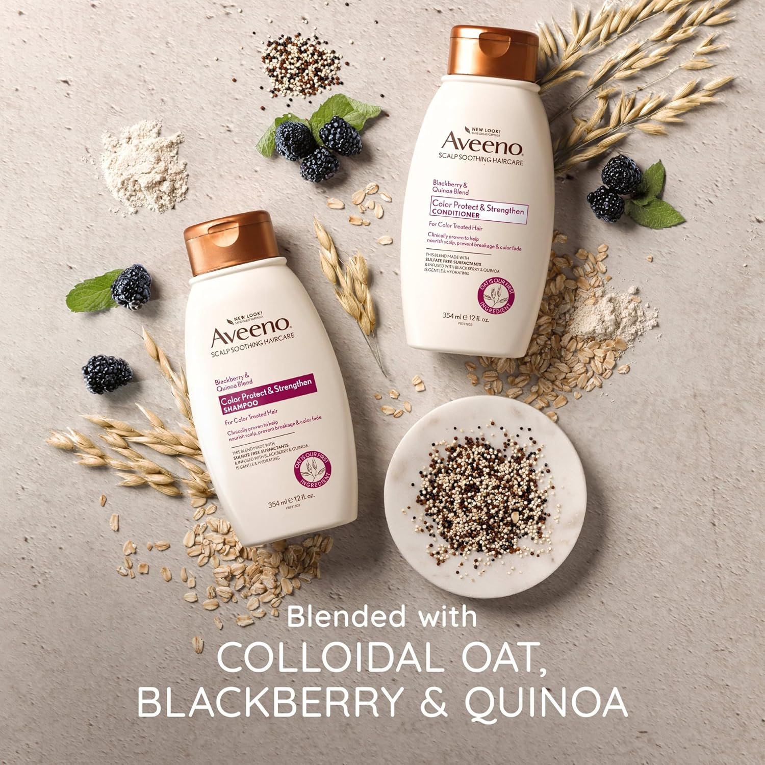 Aveeno Blackberry & Quinoa Strengthening Shampoo for Colour Treated Hair 354Ml image number 1