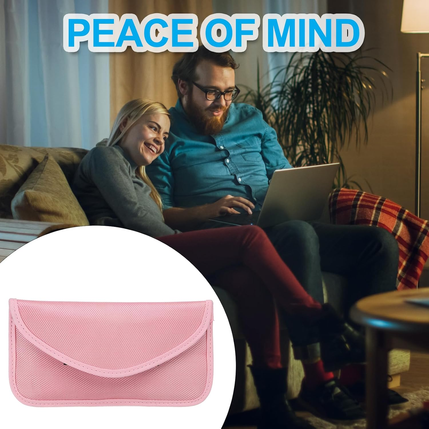 Faraday Bags, 2 Pack 6.5 Inch Signal Blocking Key Pouch Anti-Theft Car Protection Cell Phone RFID GPS Shielding Wallet for Privacy Card Protection, Pink