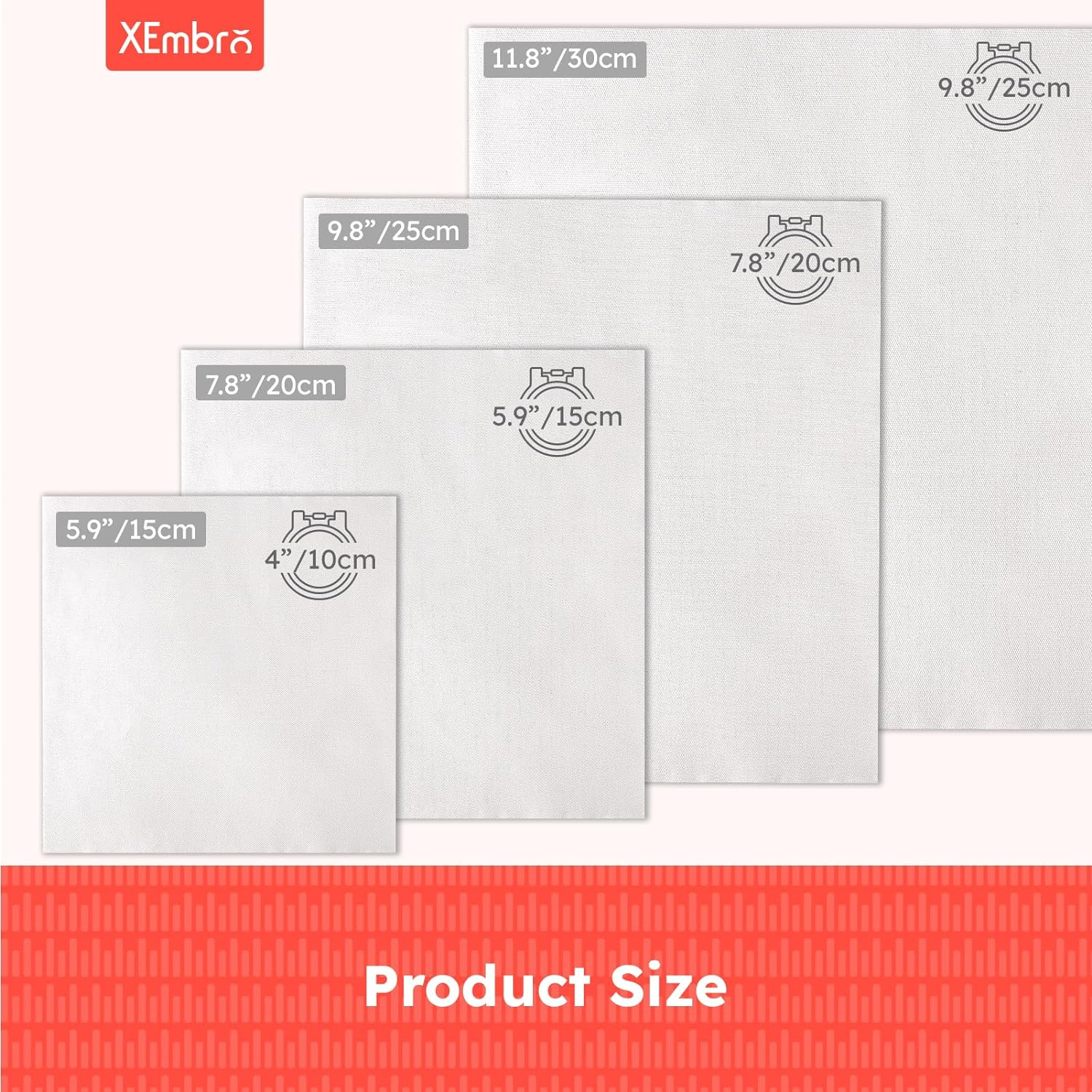 12 PCS White Cross Stitch Fabric, Pre-Cut Natural Cotton Embroidery Cloth Fabric, 4 Sizes Embroidery Cloth Squares for Garment Craft (5.9 to 11.8Inch) image number 4