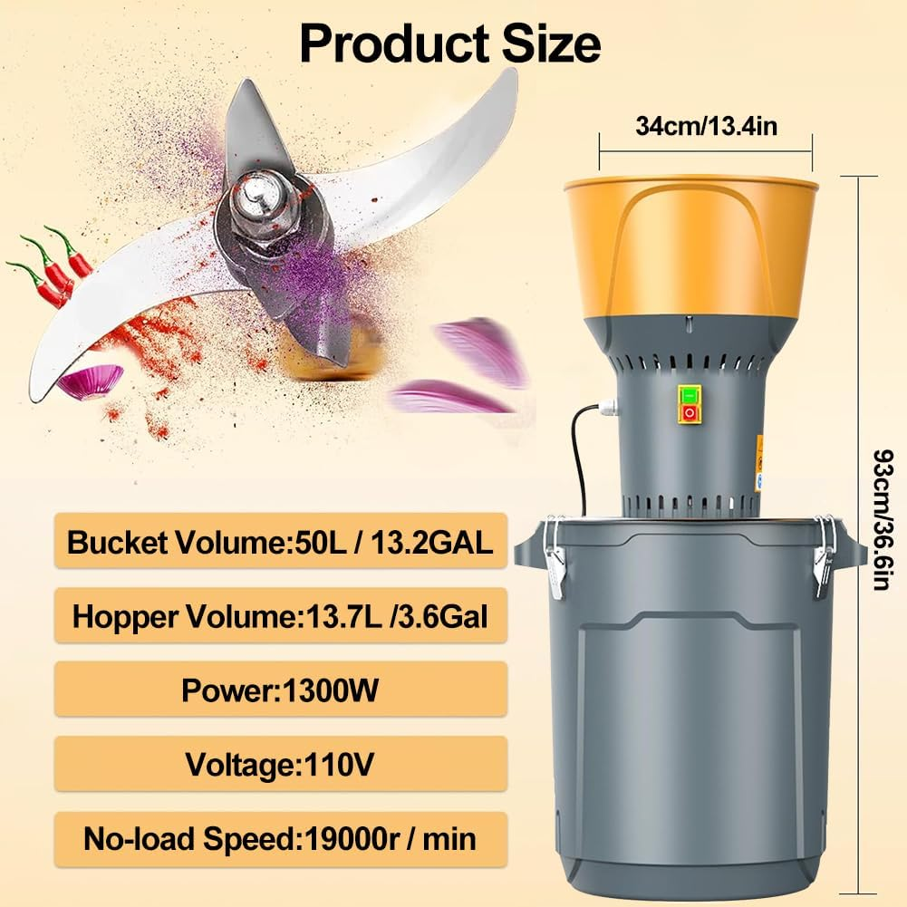 CHAOFLIGHT Grain Mill Grinder, 50L Commercial Electric Spice Grinder Corn Mill with 5 Sieves Dust-Free Pulverizer Dry Grinding Machine for Household/Resturant/Hotel (50L) image number 1