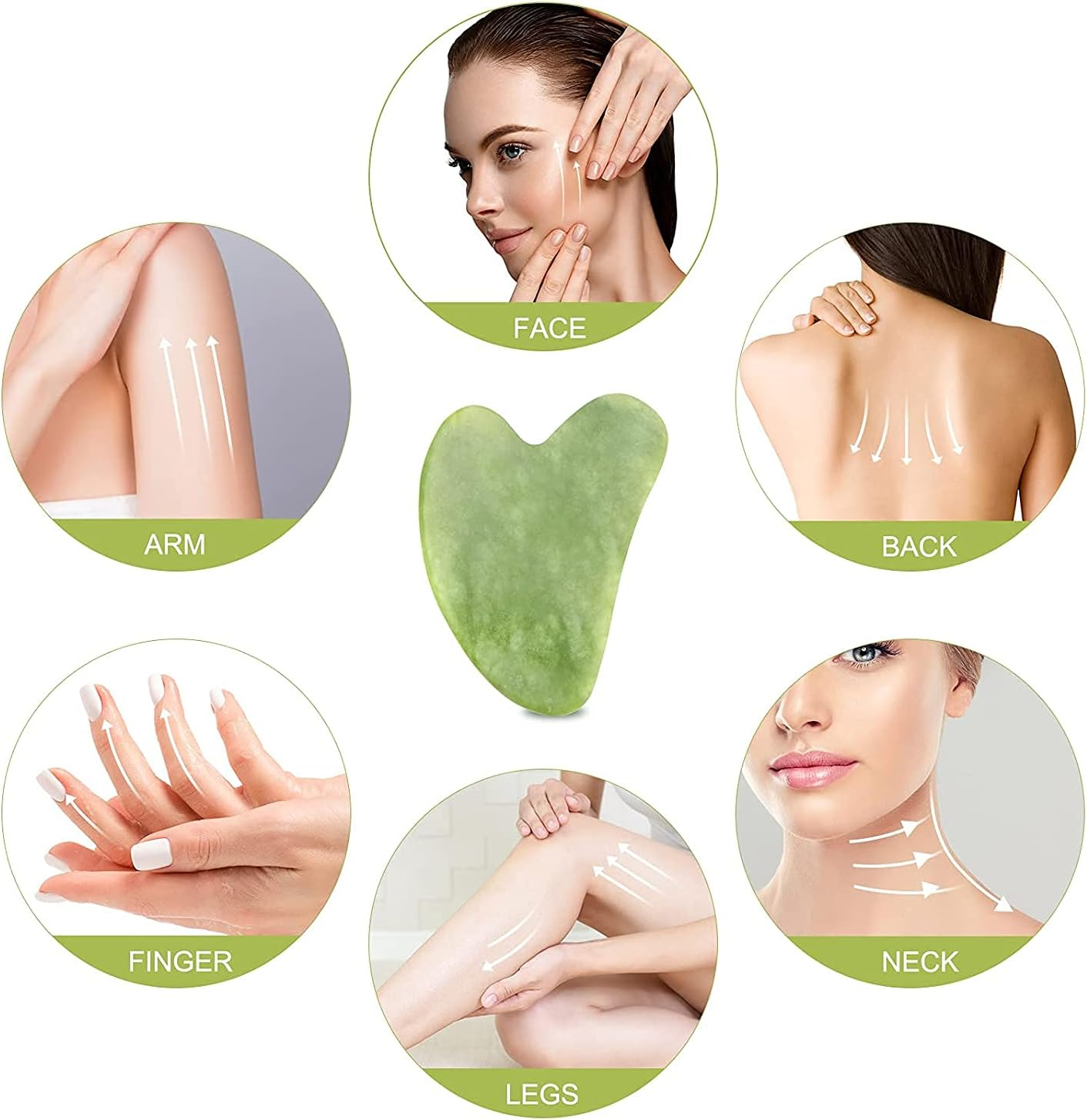 Gua Sha Massage Tool for Facial and Body Massage, Jade Gua Sha Tool Green Aventurine, Made of Pure Natural Jade Stone（1 Pcs） image number 3