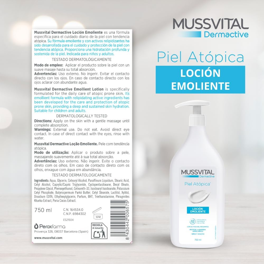 Mussvital Dermactive Locion Piel Para Pieles At&oacute;picas 750 Ml image number 4
