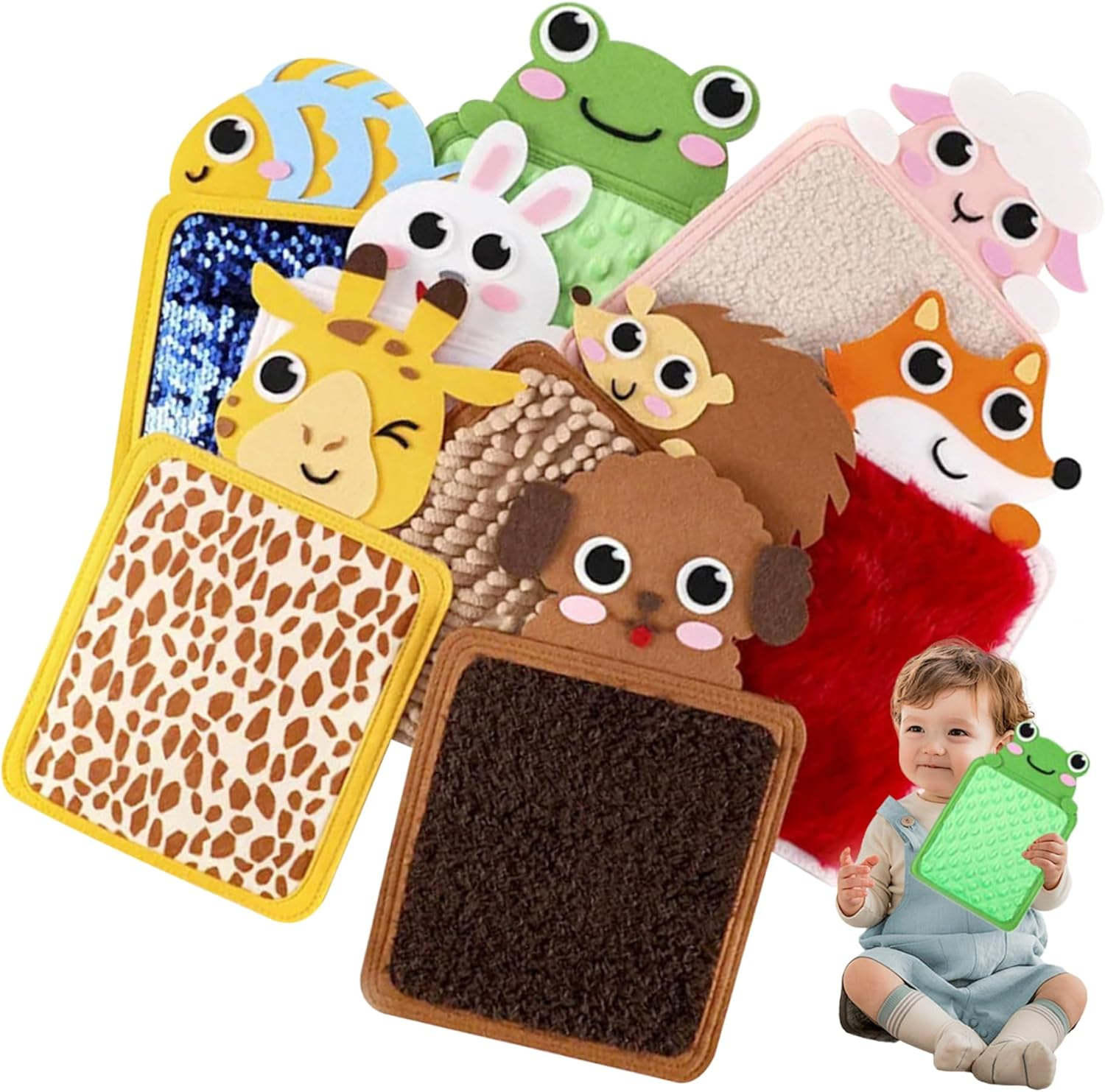 Whyzsjnclg Sensory Mats Set, 8PCS Soft Animal Themed Sensory Toys with Different Textures, Engaging Stress Relief and Focus Sensory Board for Sensory Development for Toddlers, Little Kid image number 3
