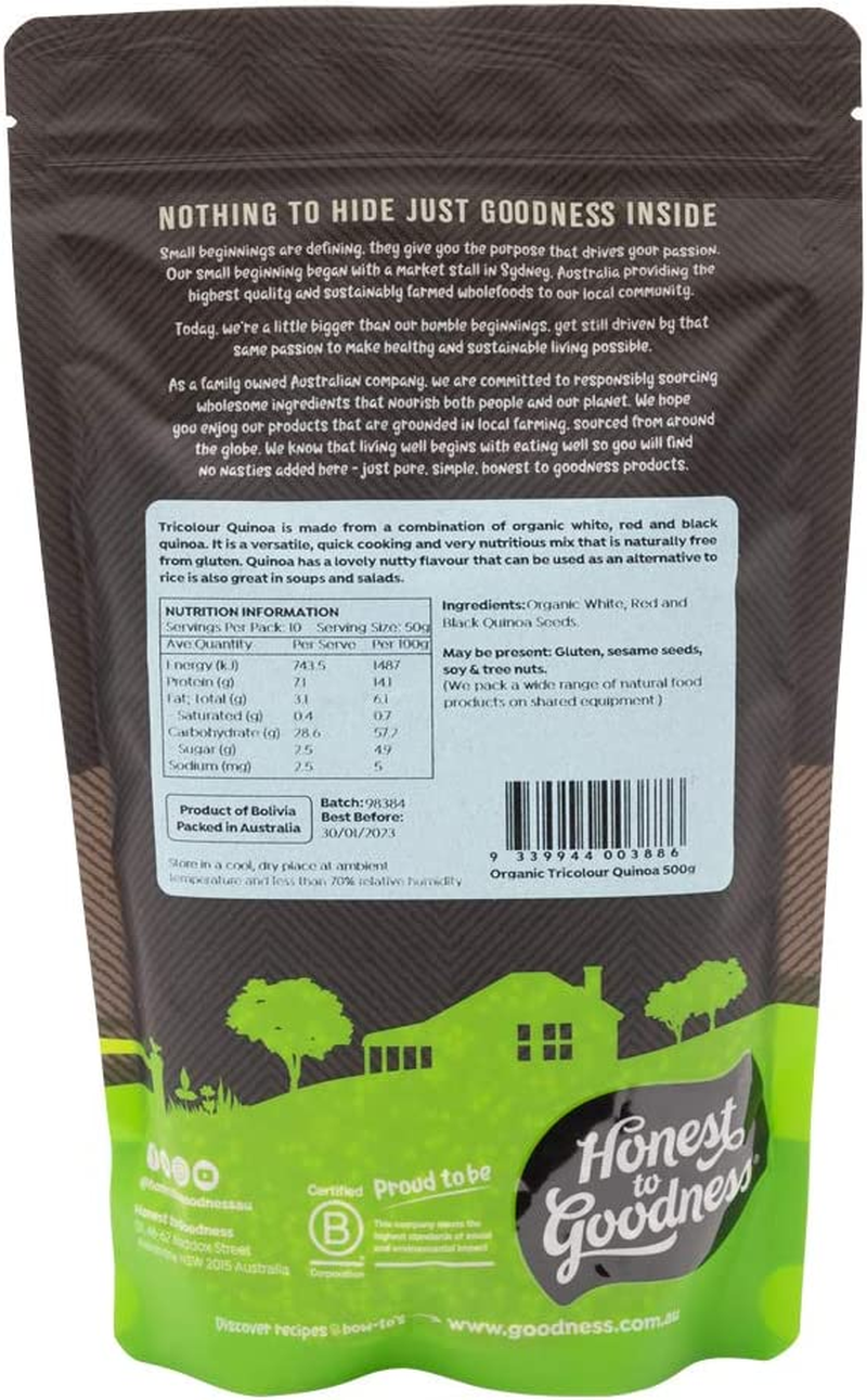 Honest to Goodness Organic Tricolour Quinoa 500 G image number 2