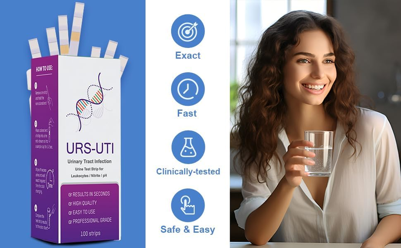 Uti Test Strips,100 Strips 3-In-1 Urinary Home Testing Kit, Fast and Accurately Reads Leukocytes, Nitrites, PH, Simple at Home Urine Test Strips image number 1