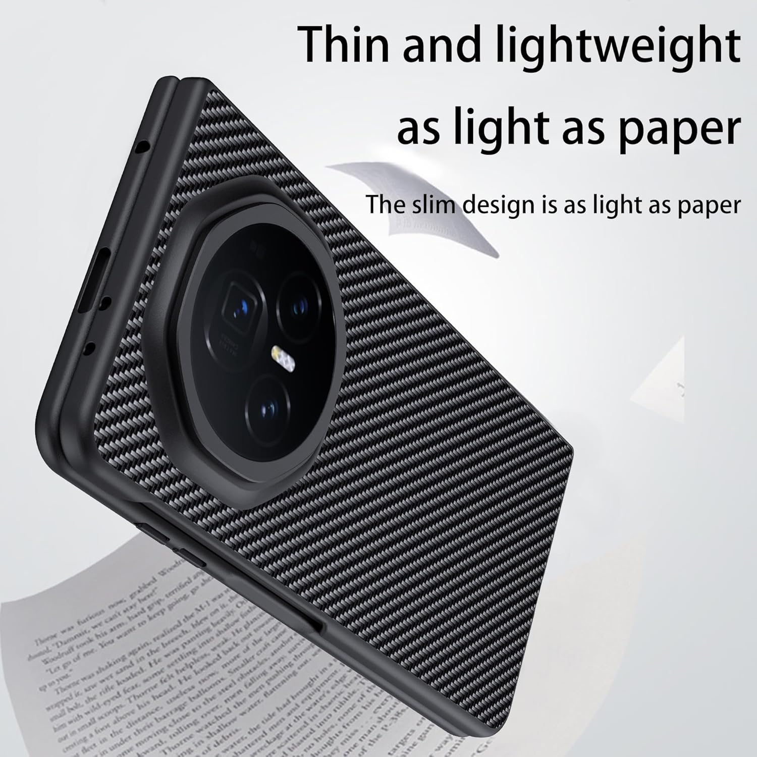 Effcotuo Mobile Phone Case for Honor Magic V3 Case, Ultra Thin Shockproof Case Mobile Phone Case Protective Shock Absorption Fits Honor Magic V3 Case - Black image number 4