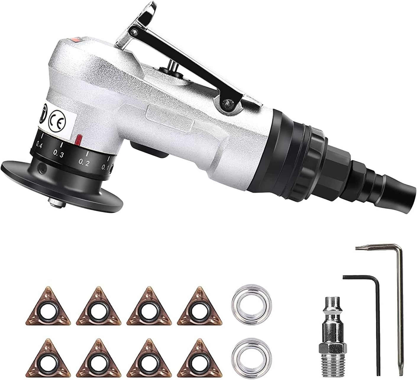 Mini Pneumatic Chamfering Tool with Replace Blades Inserts and Bearings, 45 Degree Air Chamfer Deburring Tool image number 1
