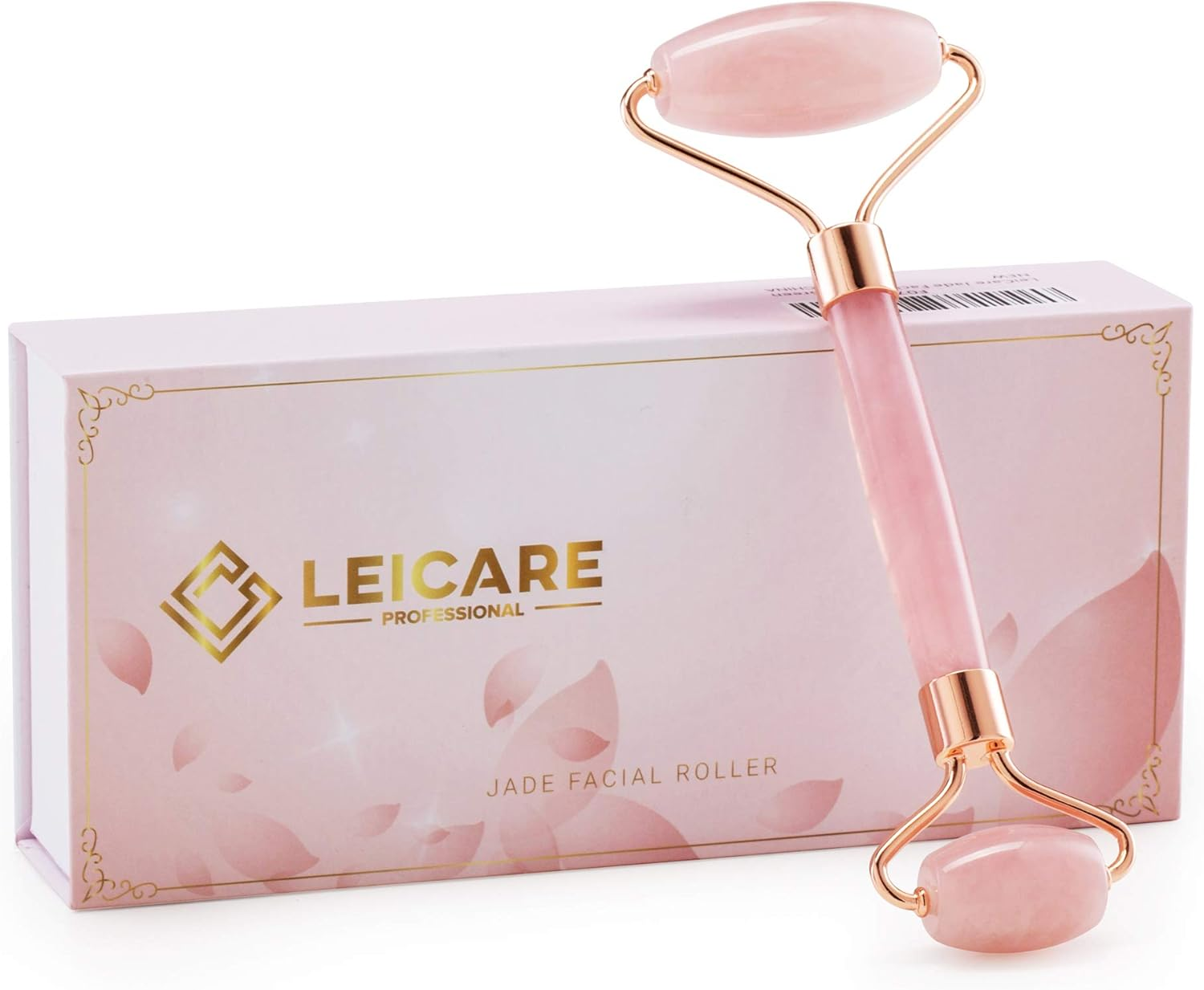 Leicare Rose Quartz Roller, Pink Jade Roller for Face - Natural Stone Facial Roller, Face Massager Beauty Tool for Wrinkles, Skin Tightening, Lift Firming - Eye Puffiness Treatment, anti Aging image number 3
