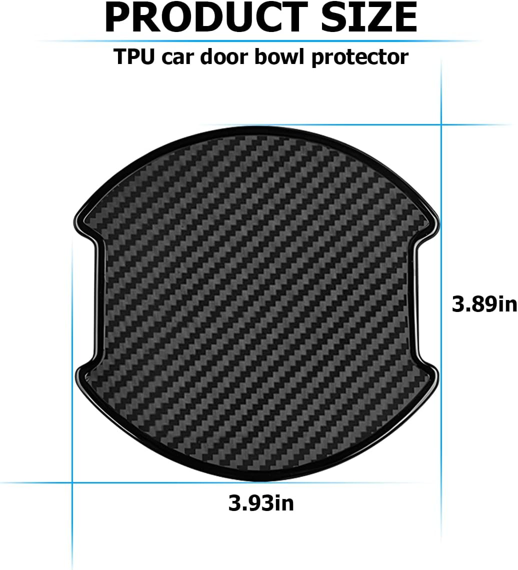 Mandark Car Door Handle Cup Scratch Protector, 4PCS 3D TPU Carbon Fiber Vehicle Door Bowl Sticker, Automotive Door Handle Paint Protective Film Cover Accessories, Universal for Most Cars (Large) image number 5