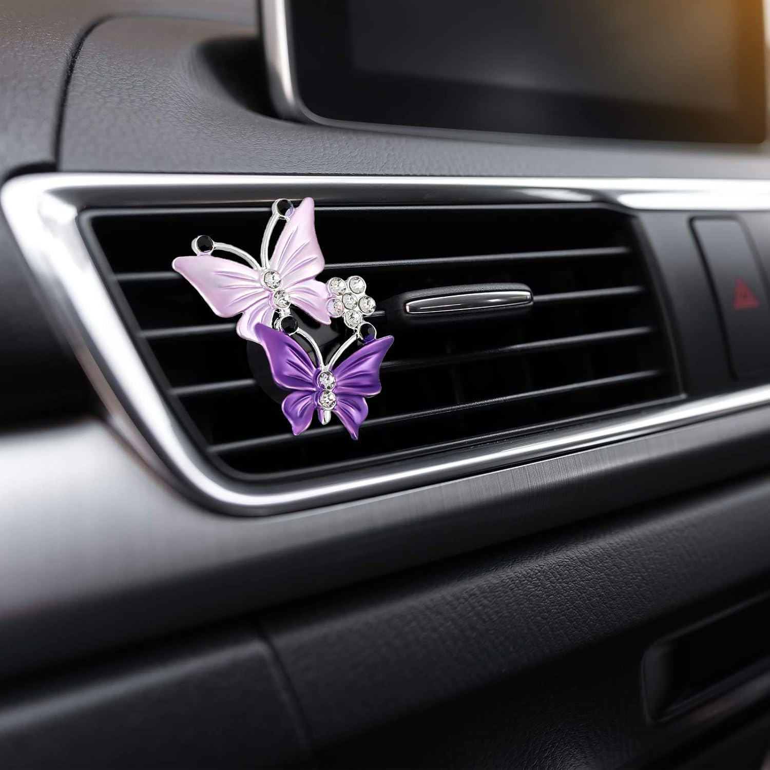 Lexziuo 2PCS Sparkly Butterfly Car Air Freshener Clips, Elegant Rhinestone Vent Clips for Women, Quick Install Automotive Accessories, Car Vent Decor, Fragrance Holder for Car image number 3