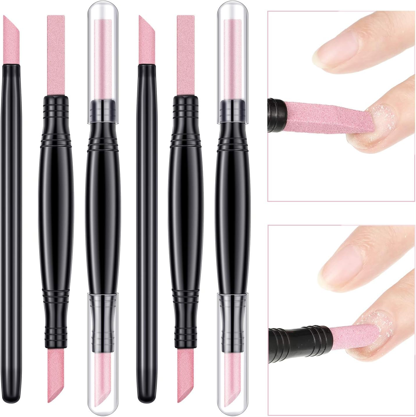Mudder 6 Pieces Pumice Stone Nail File Stone Sanding Nail File Cuticle Remover Stick Double-Headed Polishing Pen for Household Beauty Salon Fingernail Toenail Peeling Dead Skin Repairing image number 2