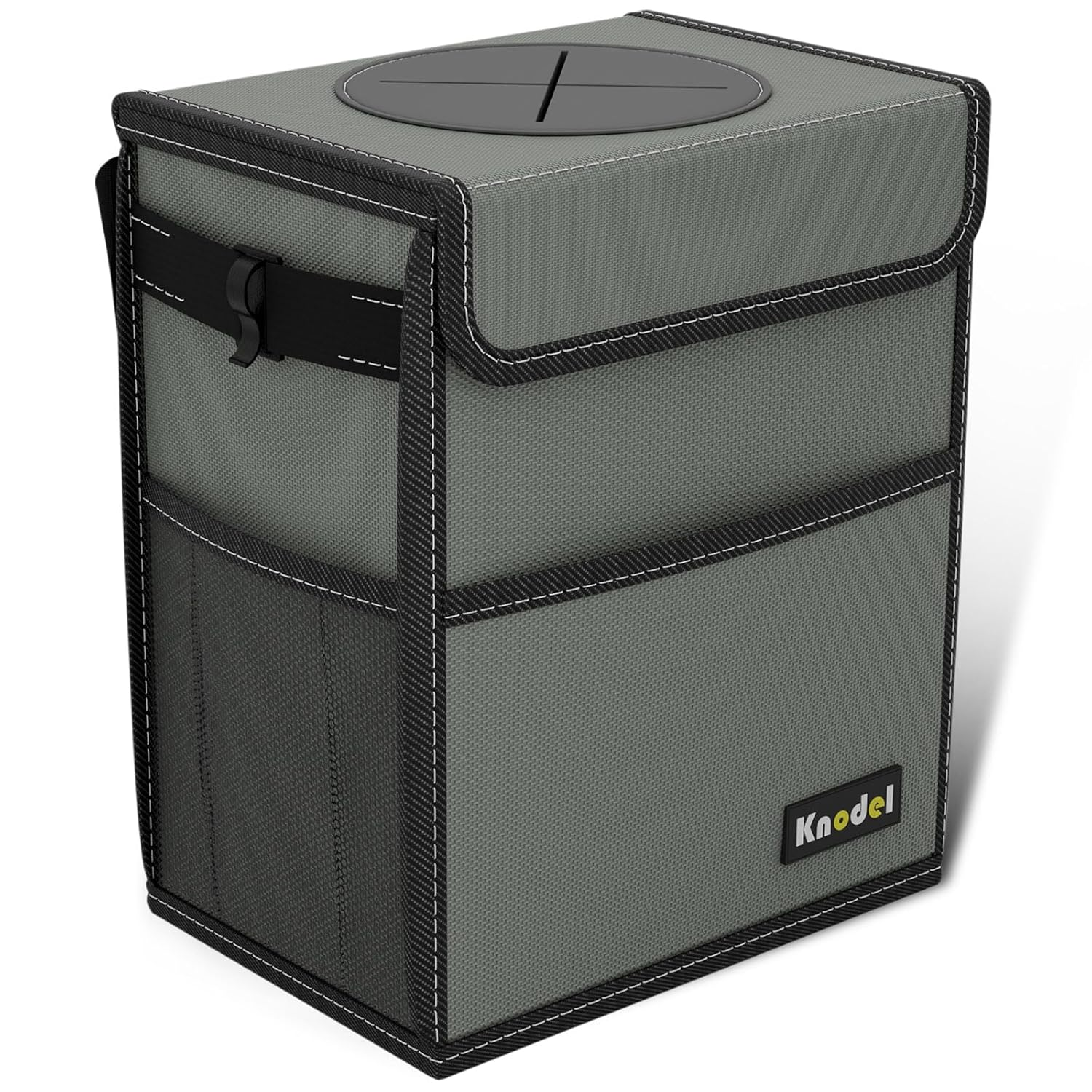 K KNODEL Car Trash Can, Car Bin, Waterproof Auto Garbage Bag, Car Bin with Lid, Leak-Proof Car Storage Bag, Auto Garbage Bag Hanging (Medium, Black)