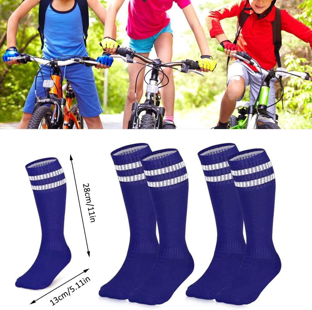 3 Pairs Knee High Soccer Socks Athletic Sports Team Socks for 7-12 Years Old Youth image number 3