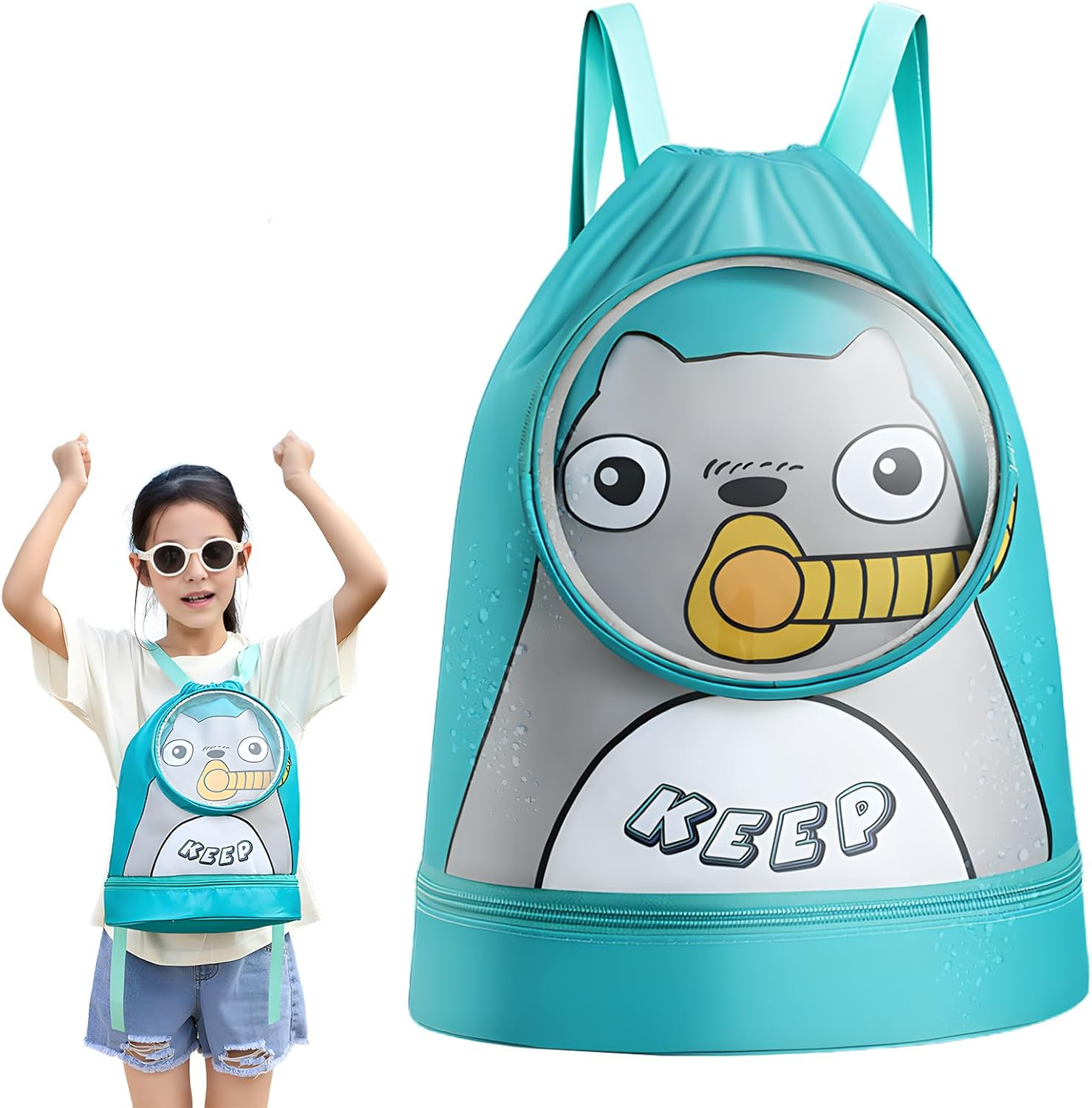 Kids Swimming Bag Waterproof Wet and Dry Storage Backpack Adjustable Shoulder Straps Ideal Children'S Swimming Bag with Waterproof Compartment Ideal for Pool and Beach Activities Swim Bag Kids