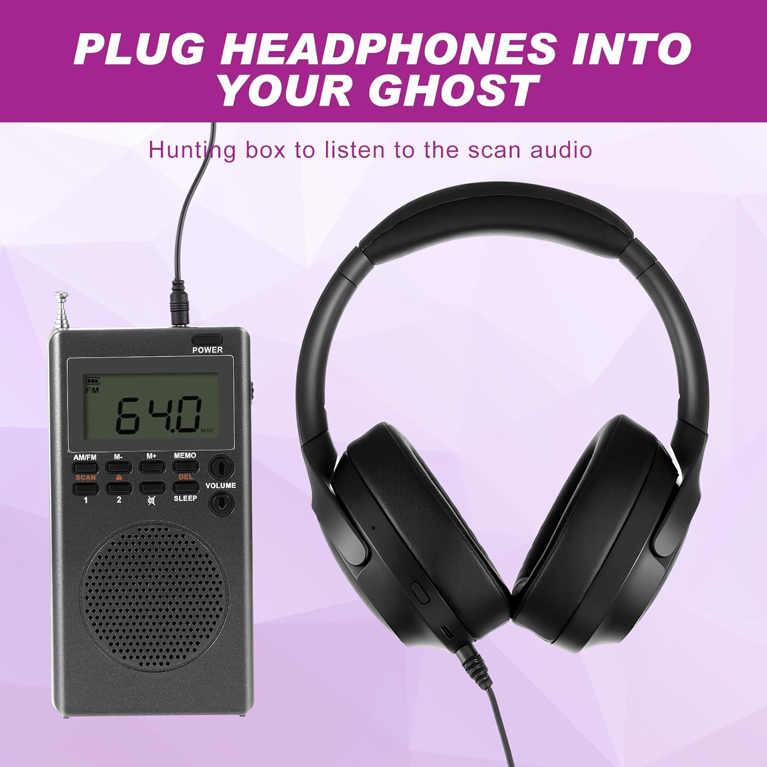 Dunzy 3 Pcs Ghost Hunting Equipment Kit with Ghost Box Headphones and Blindfold Spirit Hunting Equipment for Home Office Outdoor image number 1