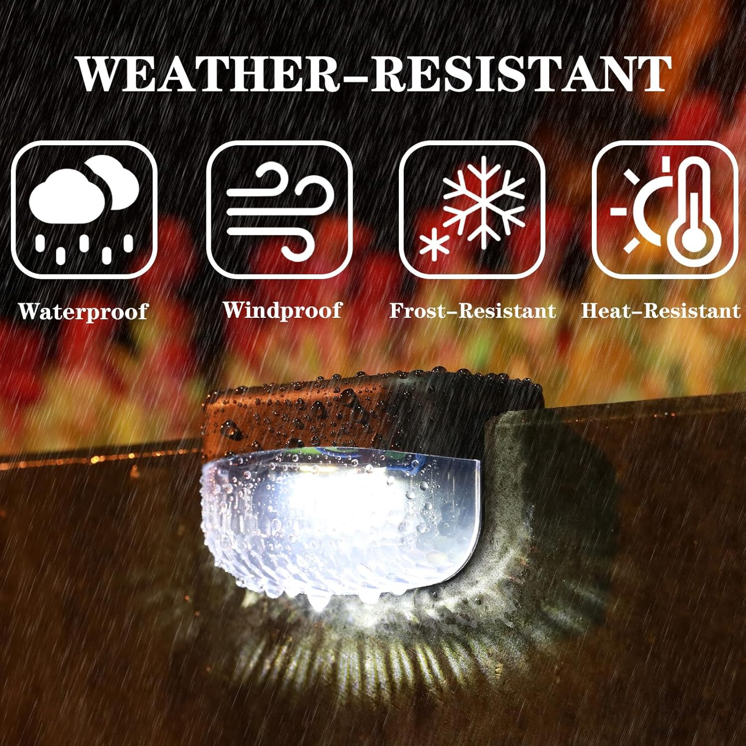 Harloon Solar Deck Lights Outdoor, 2 LED 16 Pack Solar Step Lights Waterproof Led Solar Lights for Outdoor Stairs, Step, Powered Deck Decorations, Fence, Yard, Patio, and Pathway (Warm White) image number 6