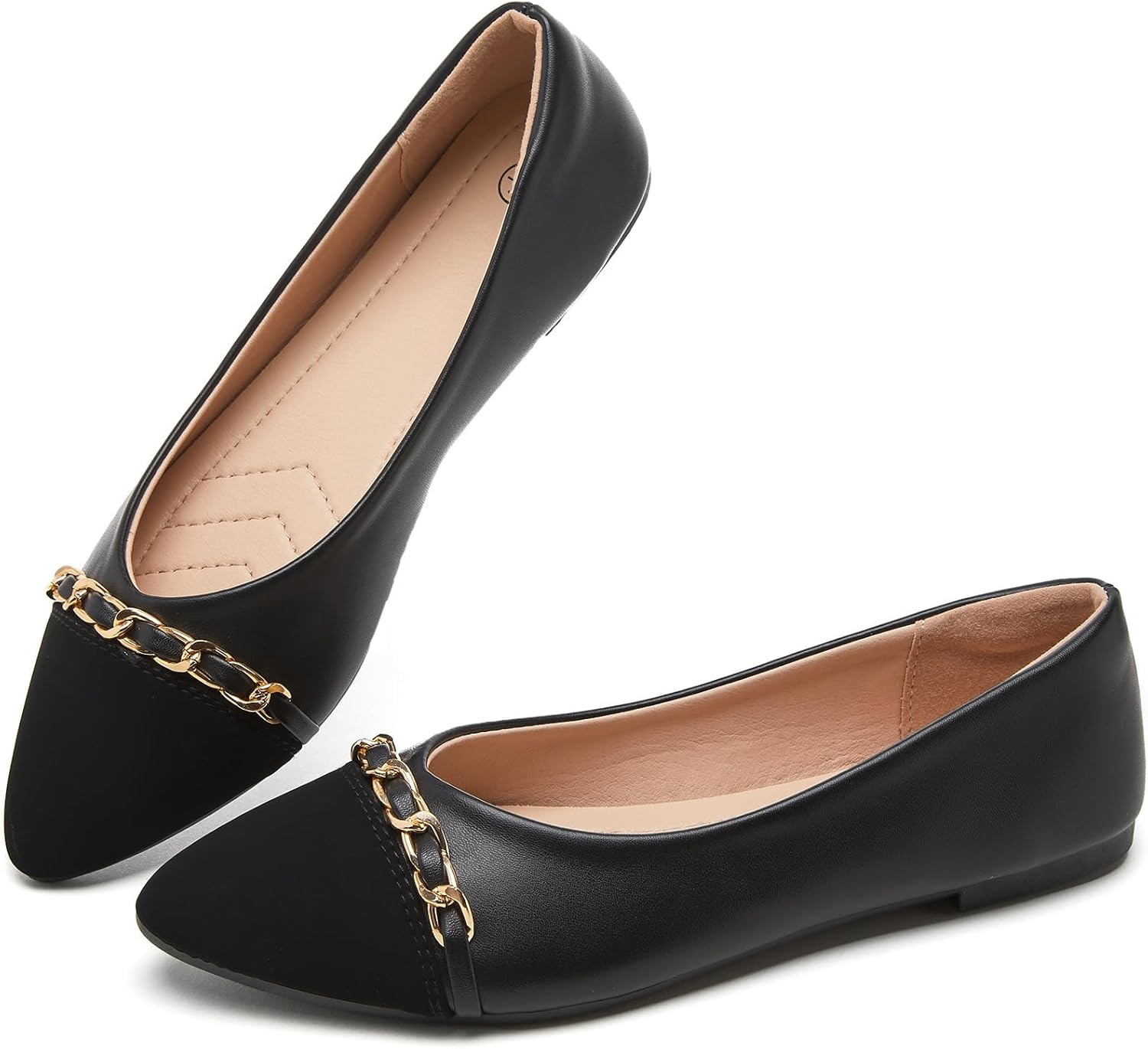 FINIWOR Ballet Flat Shoes for Womens,Pu Leather Dress Shoes,Women Pointed Toe Flat Shoes Casual, Comfortable Slip on Flats Shoes Women