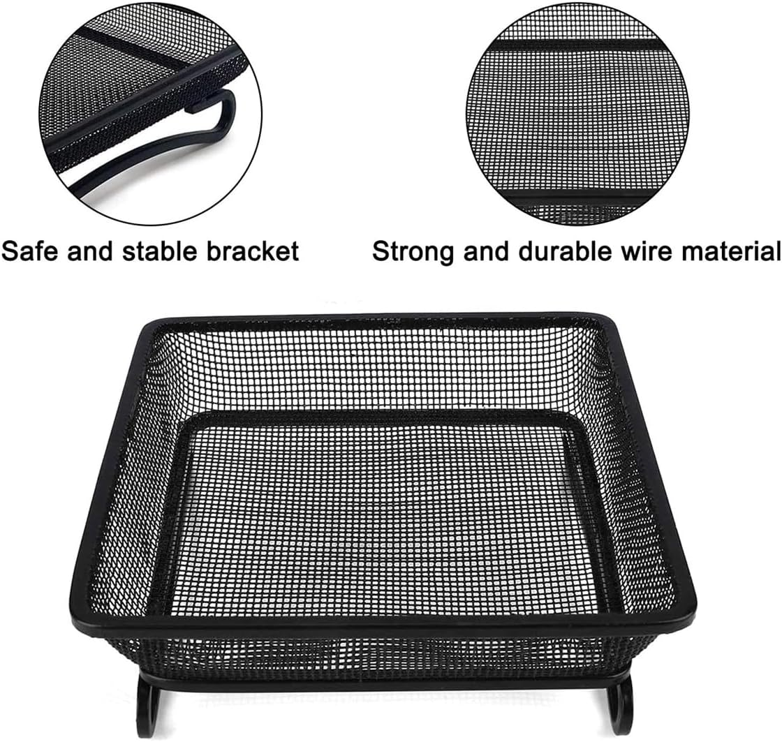 AIMALL Metal Bird Feeder Tray Iron Wire Square Mesh Platform Feeder with Wave Design Easy-Clean Fine Net Ground Feeder for Garden Birds 6.88In X 6.88In X 2.16In Black image number 6