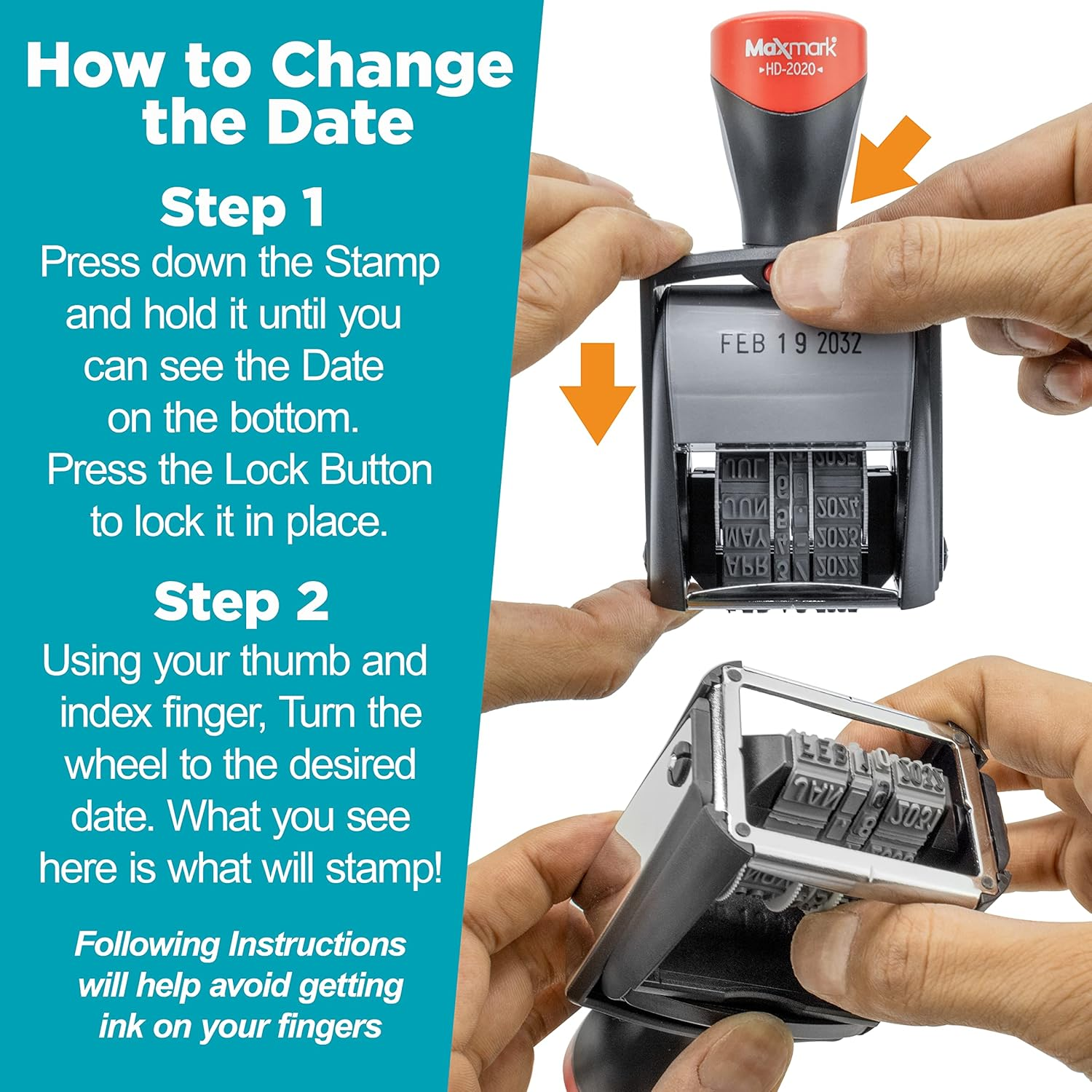 2000 plus 2020 Heavy Duty Date Stamp, Large Date Size - Exclusive 12-Year Band Red