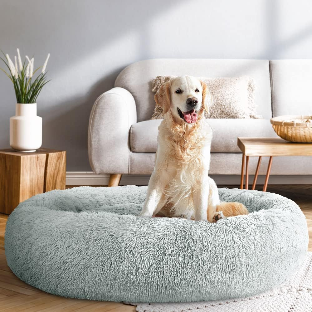 Pet Bed Dog Cat 110Cm Calming Extra Large Soft Plush Light Grey Cozy Comfort image number 2