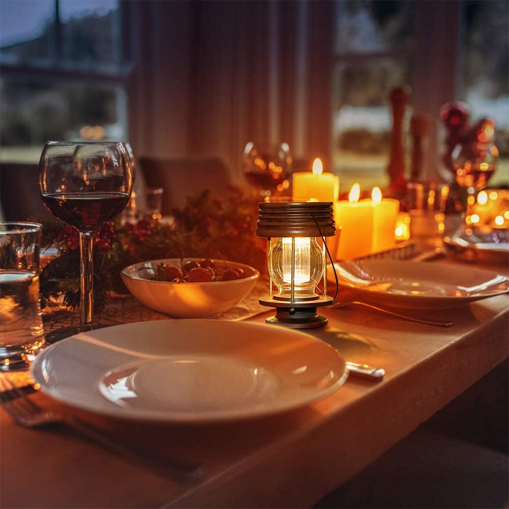 Pearlstar Solar Lantern Outdoor Waterproof Hanging Solar Garden Lights - 2 Pack Solar Powered Landscape Christmas Lanterns with Retro Design for Patio, Yard, Garden and Pathway Decor (Warm Light) image number 5