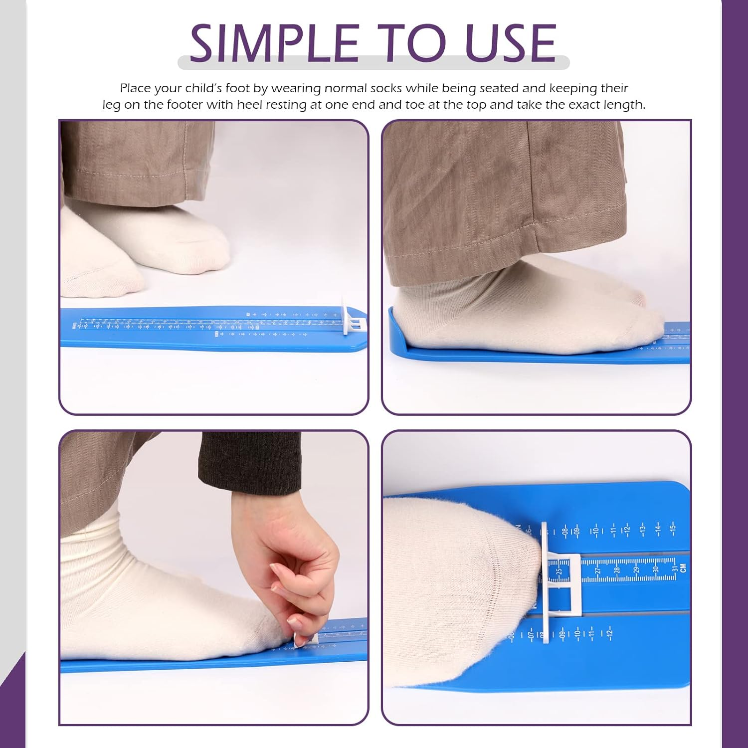 Swpeet 1Pcs Foot Measuring Device, Shoe Sizer Shoe Feet Measuring Ruler Sizer, Shoe Size Measuring Devices for Adults and Kids, Home Foot Measuring Device for Buying Shoes Online image number 3