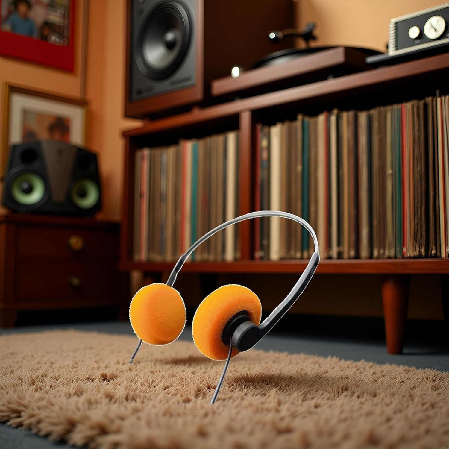 Orange Retro Over-Ear Headphones,Wired Stereo Headphones,Headphone,Lightweight Portable Headphone with Adjustable Headband,Electronics image number 6