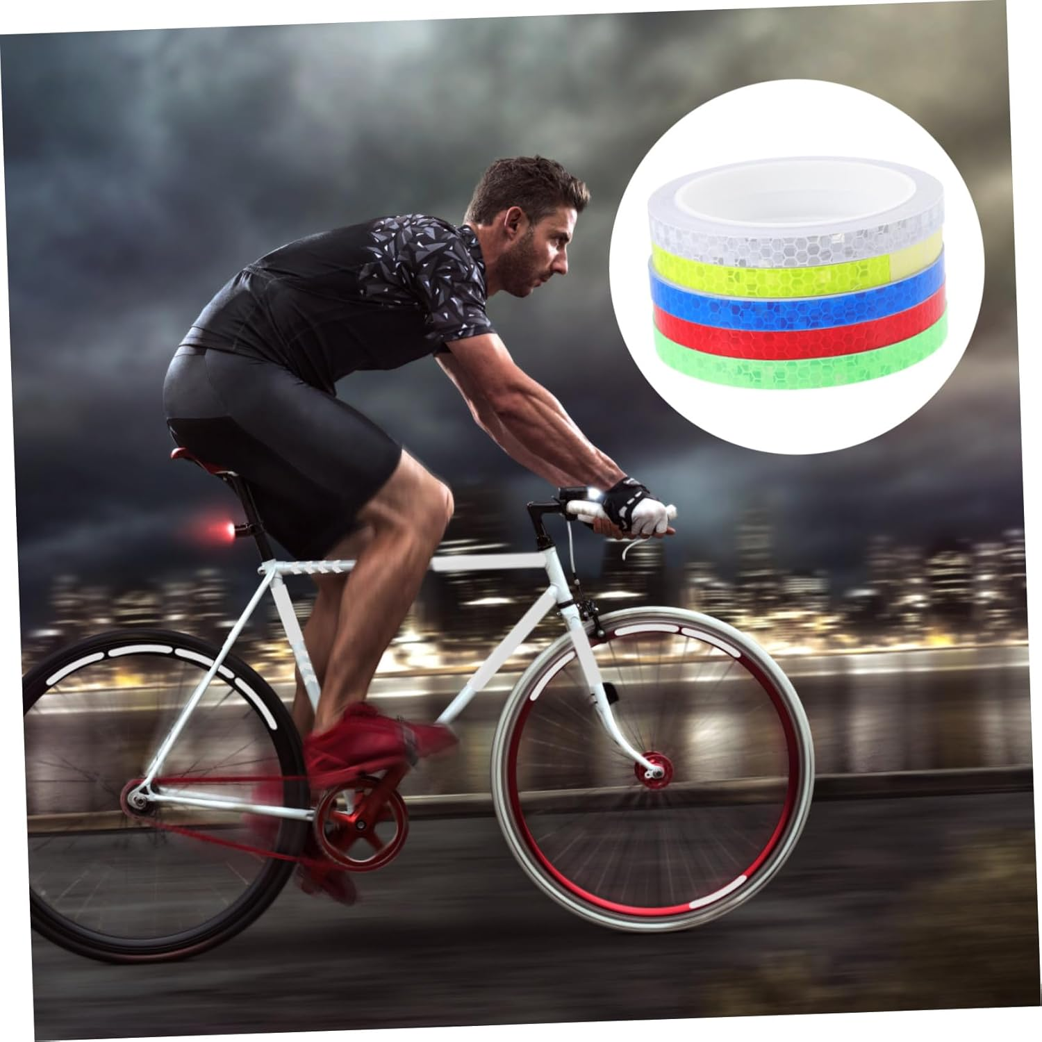 5 Rolls Bike Reflective Tape Multi- -Adhesive Safety Stickers for Night Riding Wear-Resistant Bike Warn Strips Easy Install Reflectors for Adult Cycling Safety image number 5