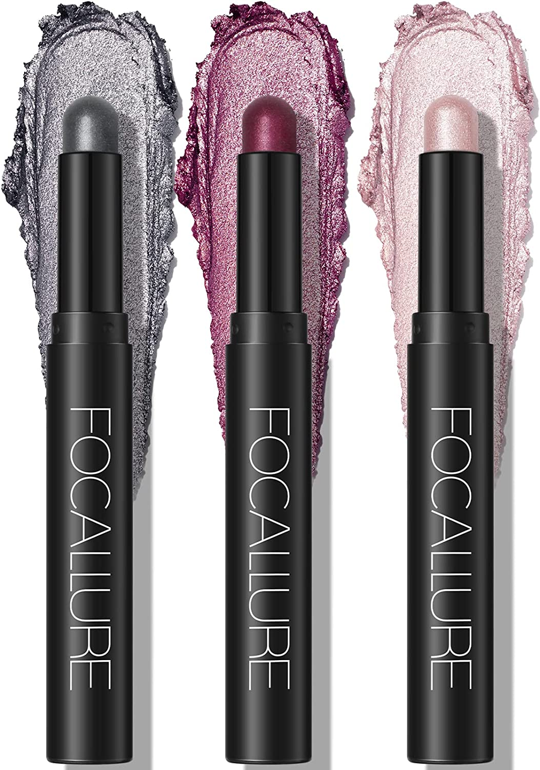 FOCALLURE 3 Pcs Cream Eyeshadow Sticks, Shimmer Eyeshadow Pencil Crayons, High Pigmented Crease-Proof Eye Shadow Brightener Sets, Long Lasting Waterproof Eye Shadow Highlighter, Cinnamon Night