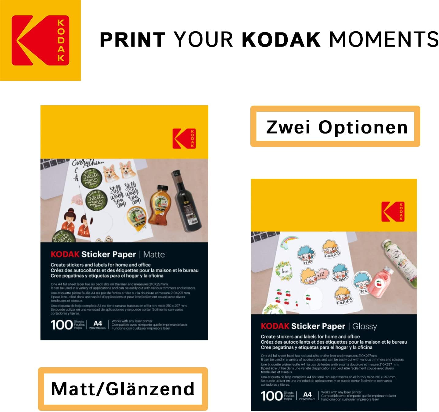 Kodak Matte A4 Sticker Paper (100 Sheets) image number 1