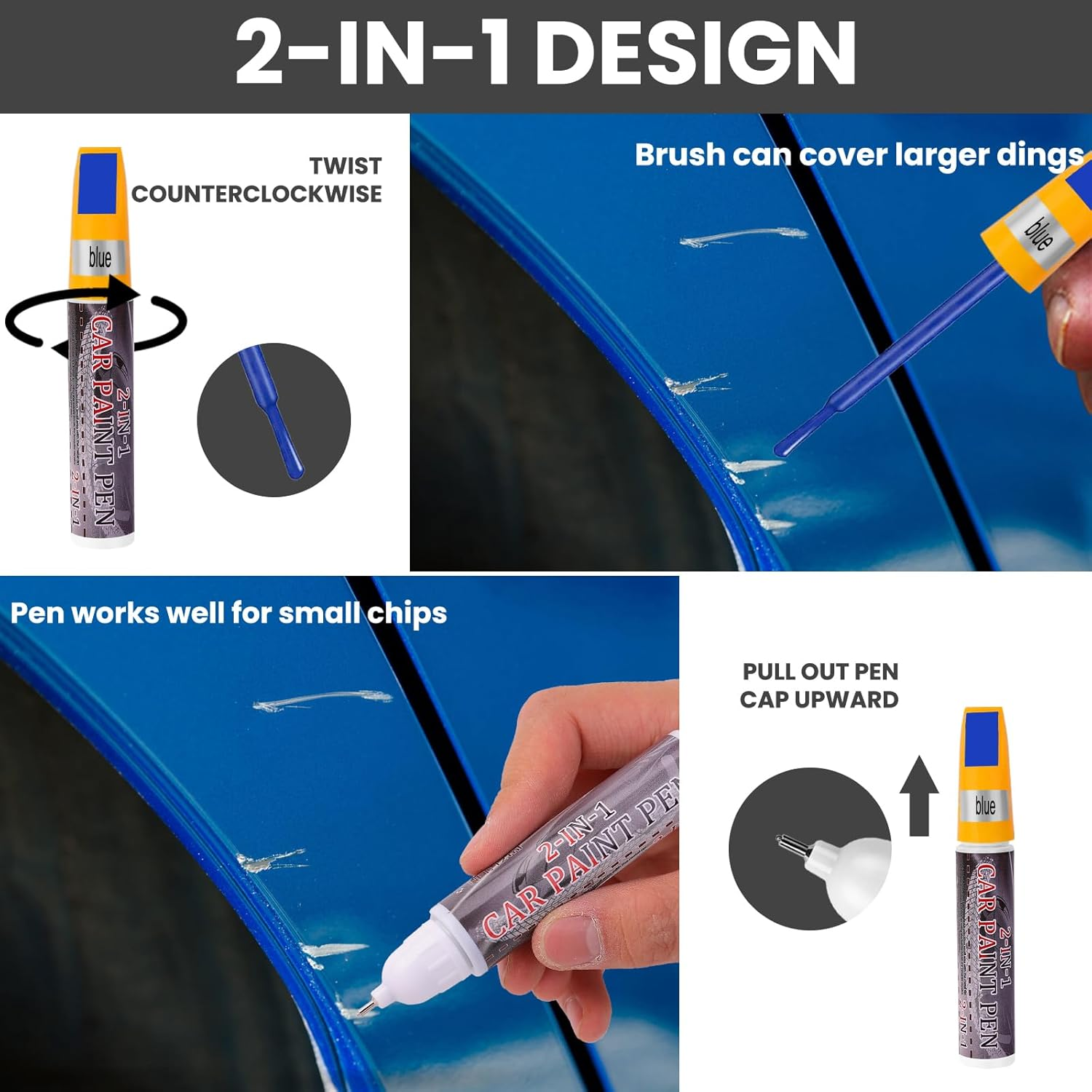 Blue Car Touch up Paint Pen- Automotive Scratch Repair Kit- Auto Scratch Remover- Professional Seamless Coverage- Color Accurate- Long Lasting Adhension- Quick Drying- Easy to Use- Two in One image number 5