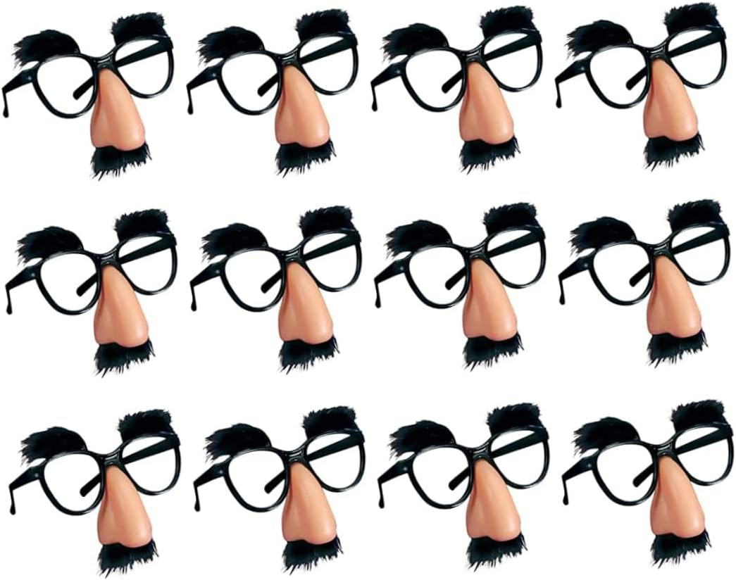 Halloween Funny Glasses for Adult 12Pcs 13 * 12.5Cm Cute Plastic Glasses with with Eyebrows Mustache Nose Glasses for Children Adult Party Favors