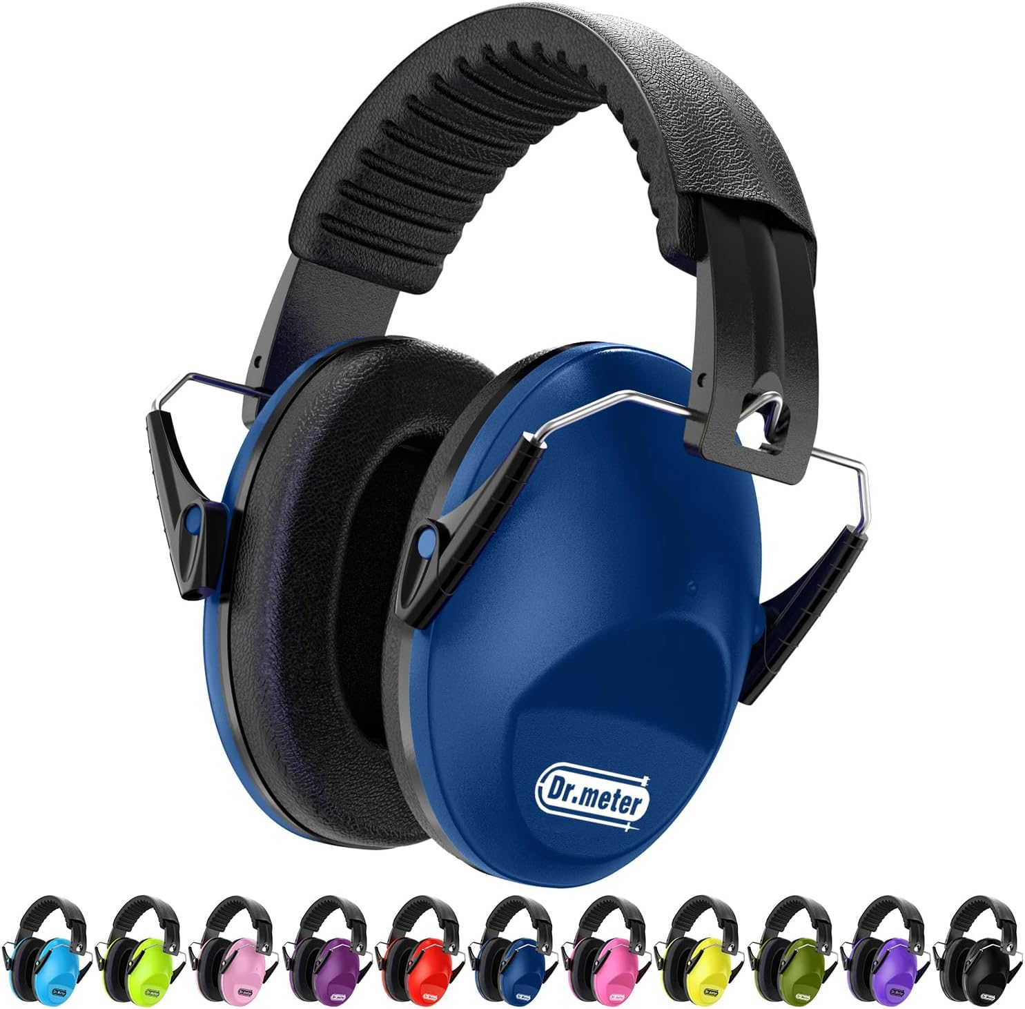 Dr.Meter Ear Muffs for Noise Reduction 27NRR Noise Cancelling Headphones for Kids with Adjustable Head Band, EM100 Hearing Protection Earmuffs for Football Game, Concerts, Air Shows - Dark Blue