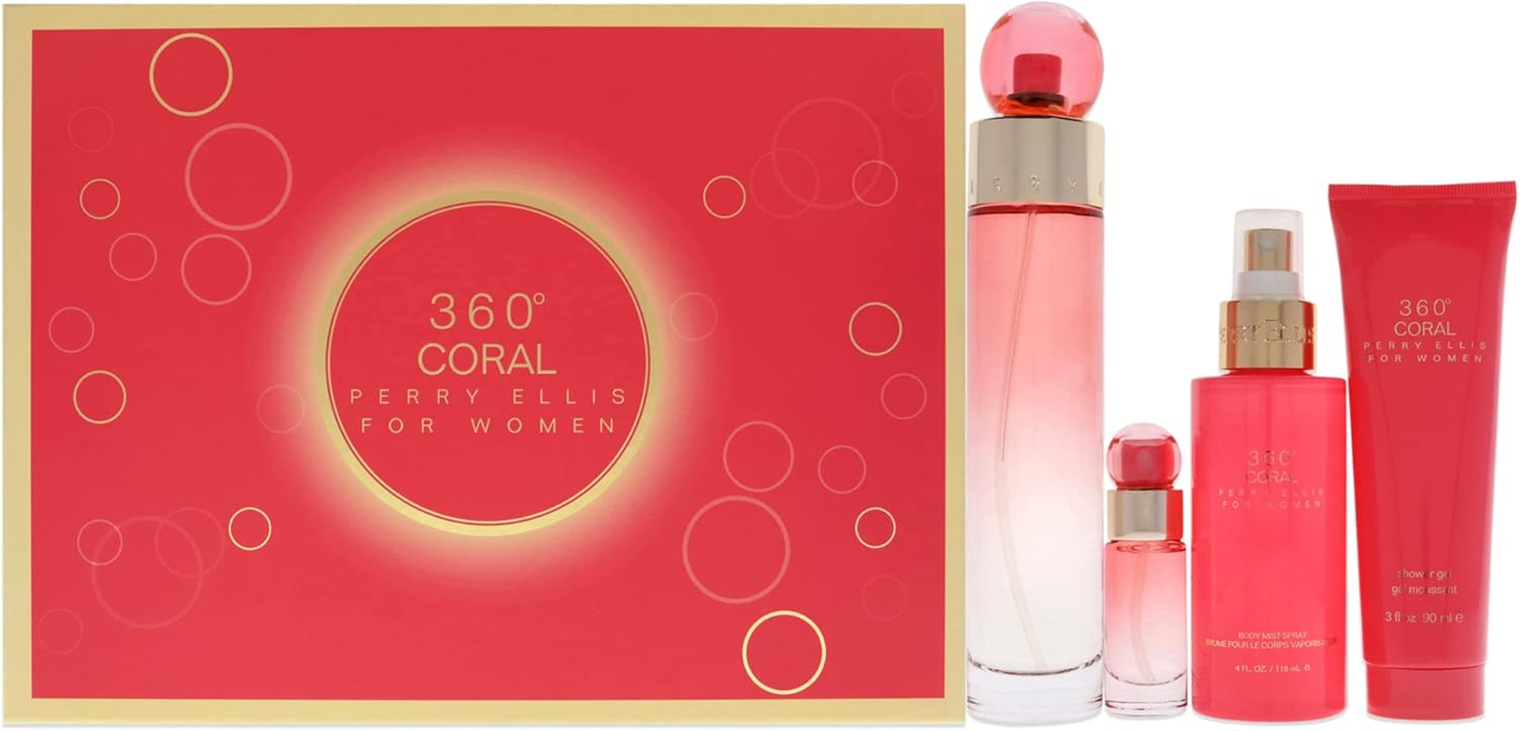 Perry Ellis Perry Ellis 360 Coral Gift Set - Eau De Parfum Spray + .25 Oz Mini Eau De Parfum Spray + 4 Oz Body Mist Spray + 3 Oz Shower Gel image number 2