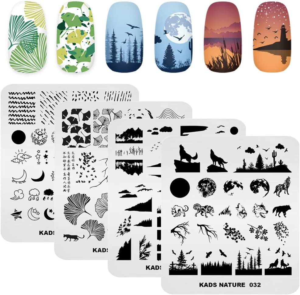 KADS 20Pcs Nail Stamp Plates Set - Leaves, Flowers, Animal Nail Art Templates (20 Pcs) image number 5