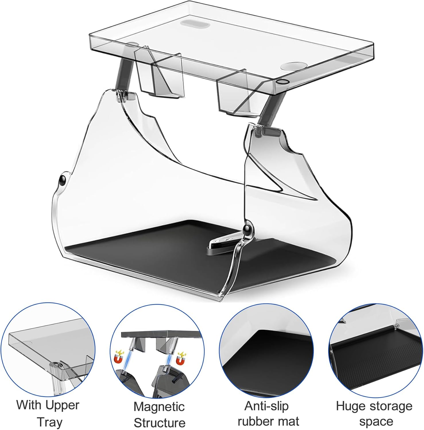 Car Center Console Organizer for Tesla Model Y 2025 Refreshed (Juniper), under Screen Storage Box Magnetic Tray Dashboard Tissue Holder for Tesla Model 3 Highland 2026-2024 Accessories (Clear) image number 5