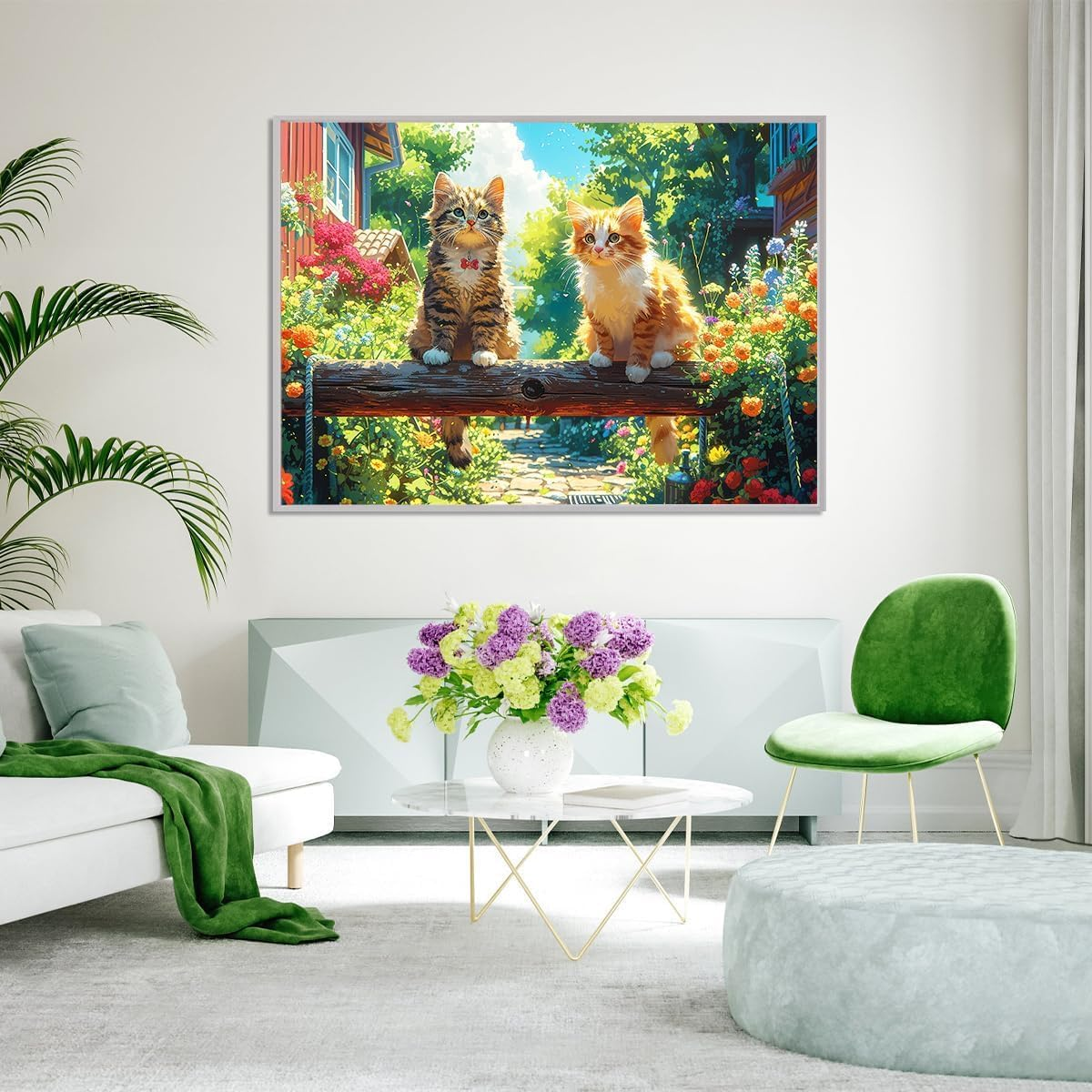 Jigsaw Puzzles for Adults 1000 Pieces, Interlock Perfectly Letter on Back No Dust, Home Decor Birthday Gift Toy for Men Women Elders Seniors, 1:1 Poster - Summer Cats image number 5