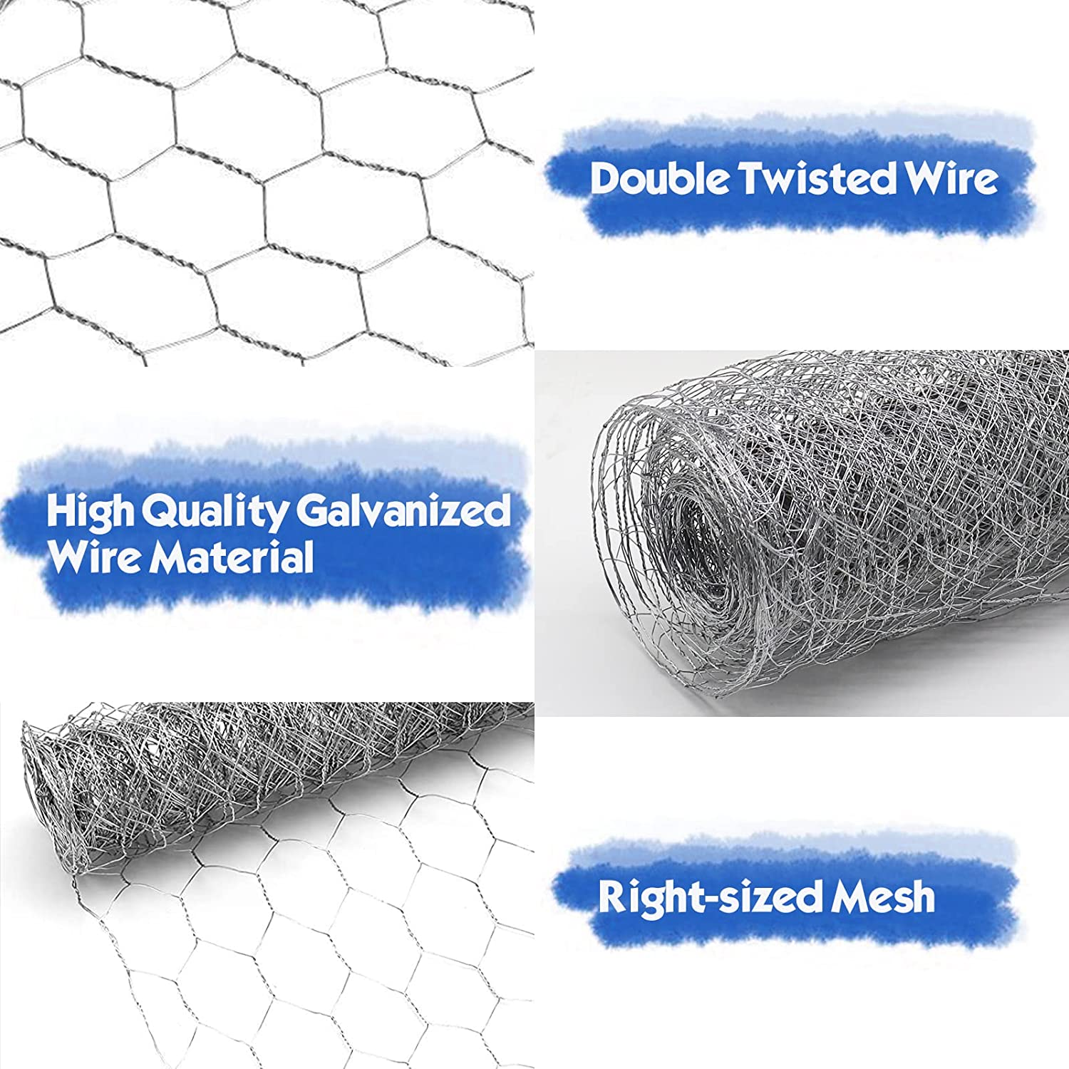 13.78 X 157.48 Inch Galvanized Hexagonal Wire Mesh Lightweight Metal Hexagonal Wire Netting for Craft Projects, Home Use and Gardening W200031 image number 6