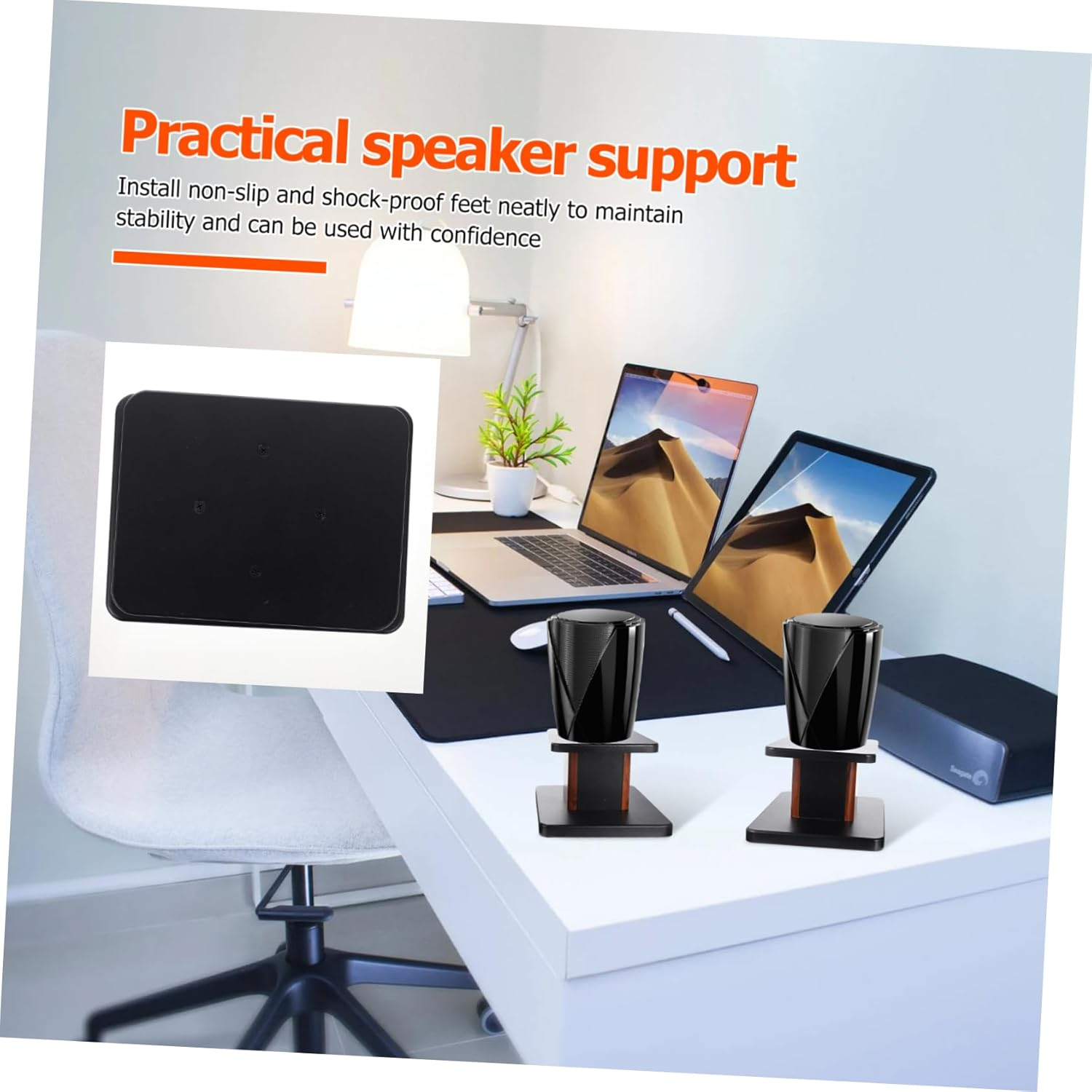 SWOOMEY Multipurpose Floor-Standing Speaker Stands Pair 15Cm High Hifi Audio Brackets Suitable for Bookshelf Surround Speakers for Home Theater and Music Listening image number 5