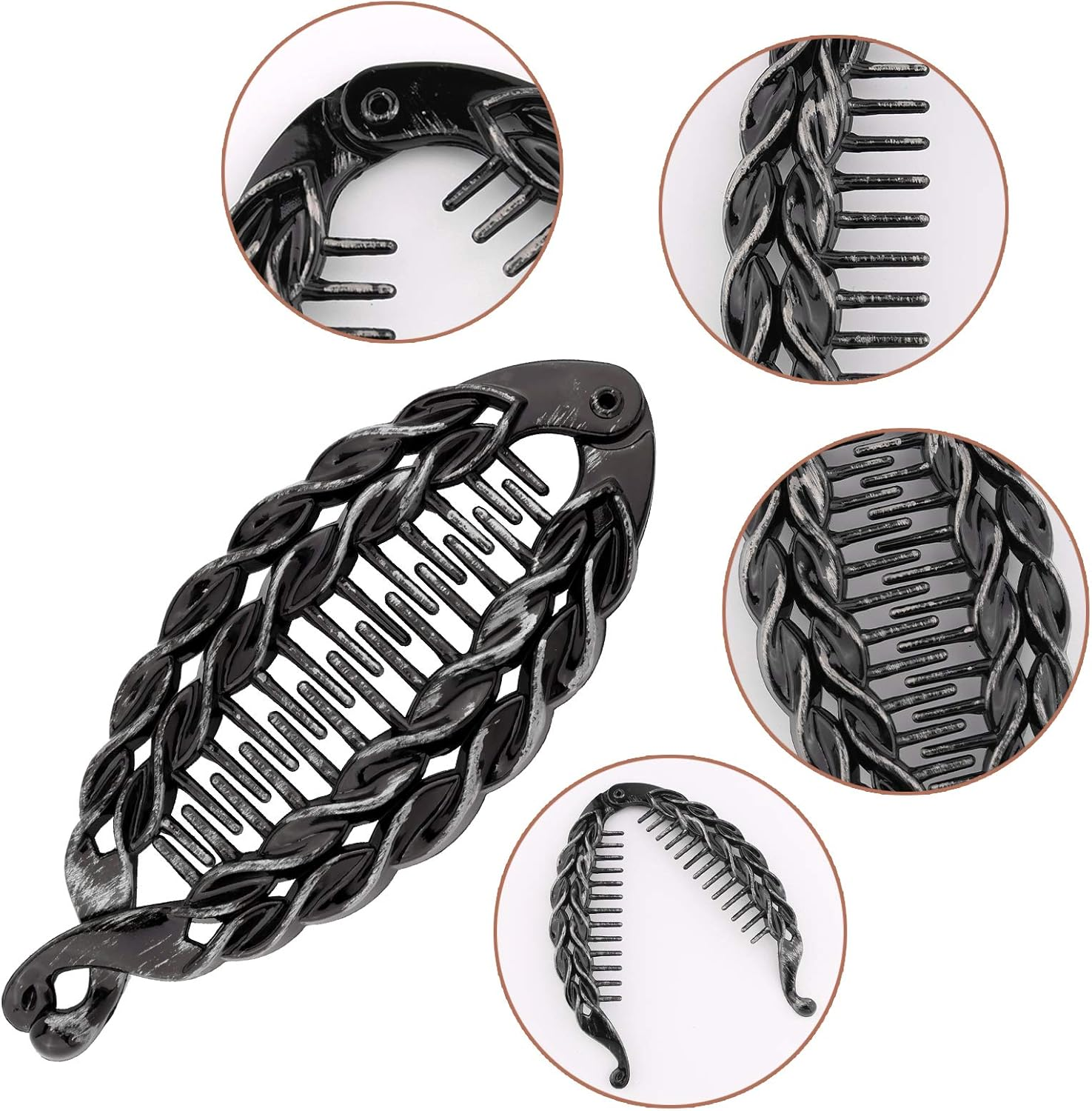 LUTER 6Pcs 5.5 Inch Banana Hair Clips Fish Shape Hair Grips Clamp Women Hair Accessories (2 Styles, 3 Colors) image number 1