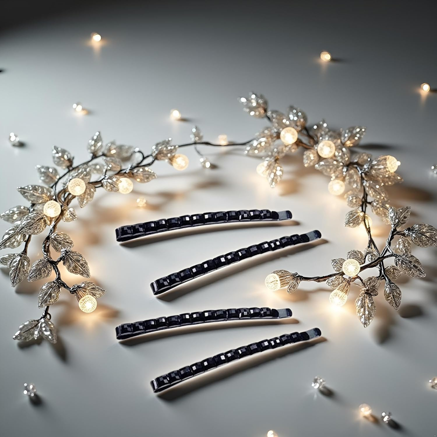 4 Black Rhinestone Hair Clips Shiny Hair Pin Crystal Diamond Hairpin Sparkly Hair Decoration for Women Hair Clip Metal Hair Clip Hairpins Hair Accessories image number 6