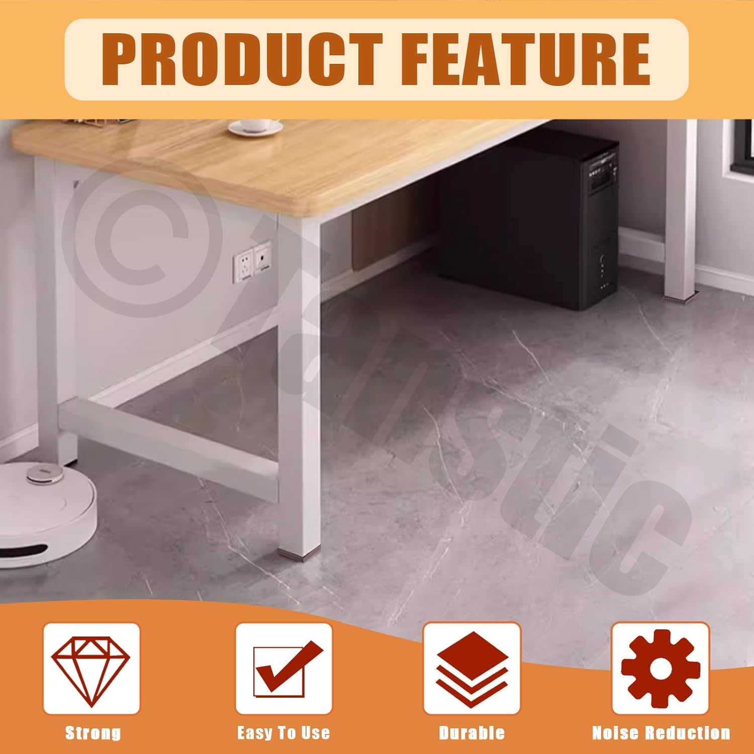 Tanstic 4Pcs 3X3 Square Rubber Furniture Caster Cups with Anti-Sliding Floor Grip Square Rubber anti Skid Caster Cups Non Slip Furniture Pads for Sofa Bed Chair(Brown)