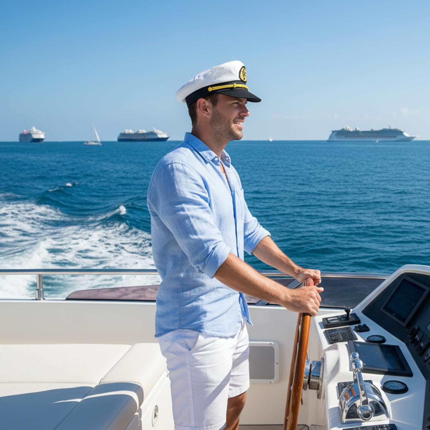 Admiral Captain Yacht Hat Snapback Gold Embroidery Anchor Skippers Cap for Party - 2 Pack Purple image number 2