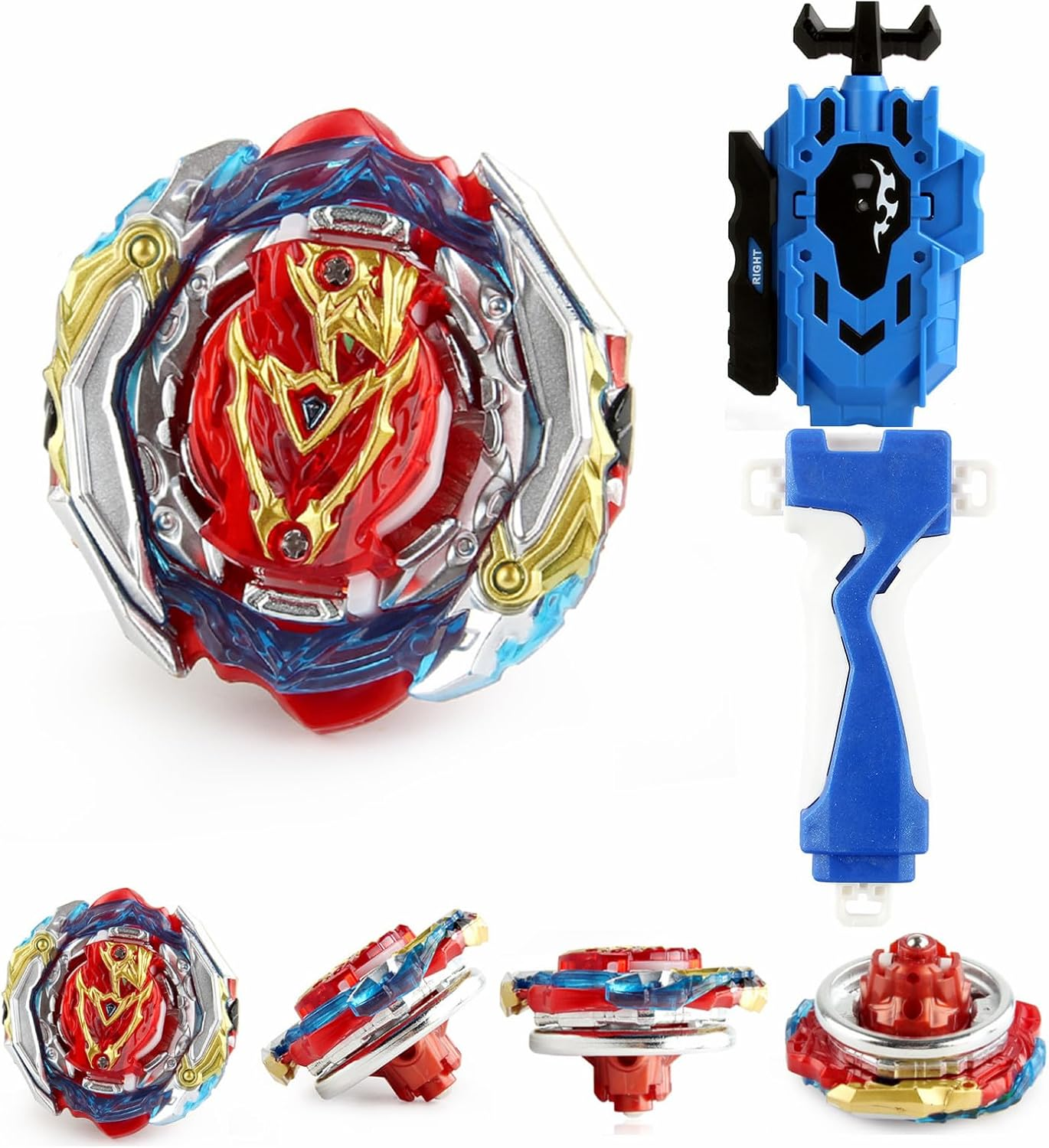 B-201 Zest Achilles + 1 Two-Way Launcher Battling Tops with Stickers Battling Burst Quadrive Pro Series Tops for 8-12 Kids Children Boys image number 4