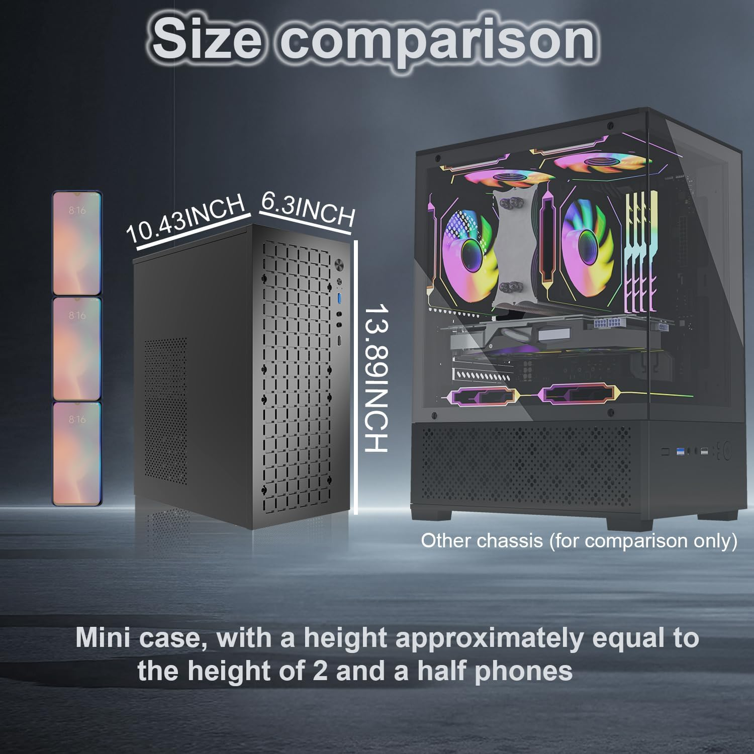 TGDGAMER Matx Case,Itx Case,High Airflow Micro ATX PC Case, Support MATX, Mini-Itx, Micro ATX Case Slim with Usb2.0X2 I/O Port, Black without Fans, H6-3000 AIRFLOW-B - White image number 4