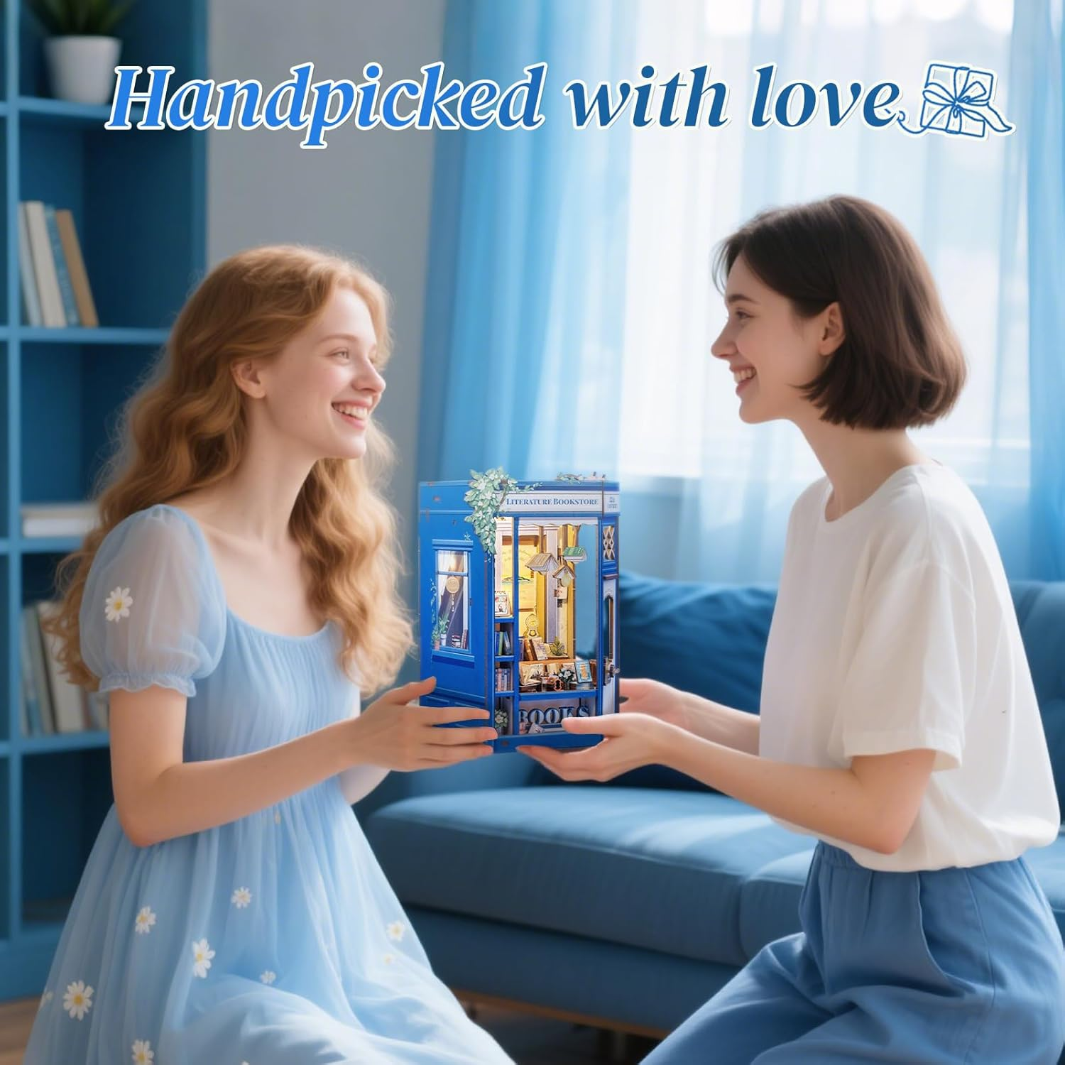 CUTEBEE Book Nook Kit - DIY Miniature House Dollhouse Kit for Adults and Teens, 3D Wooden Puzzle Booknook Build Bookshelf Decor for Family and Friends (Literature Bookstore)