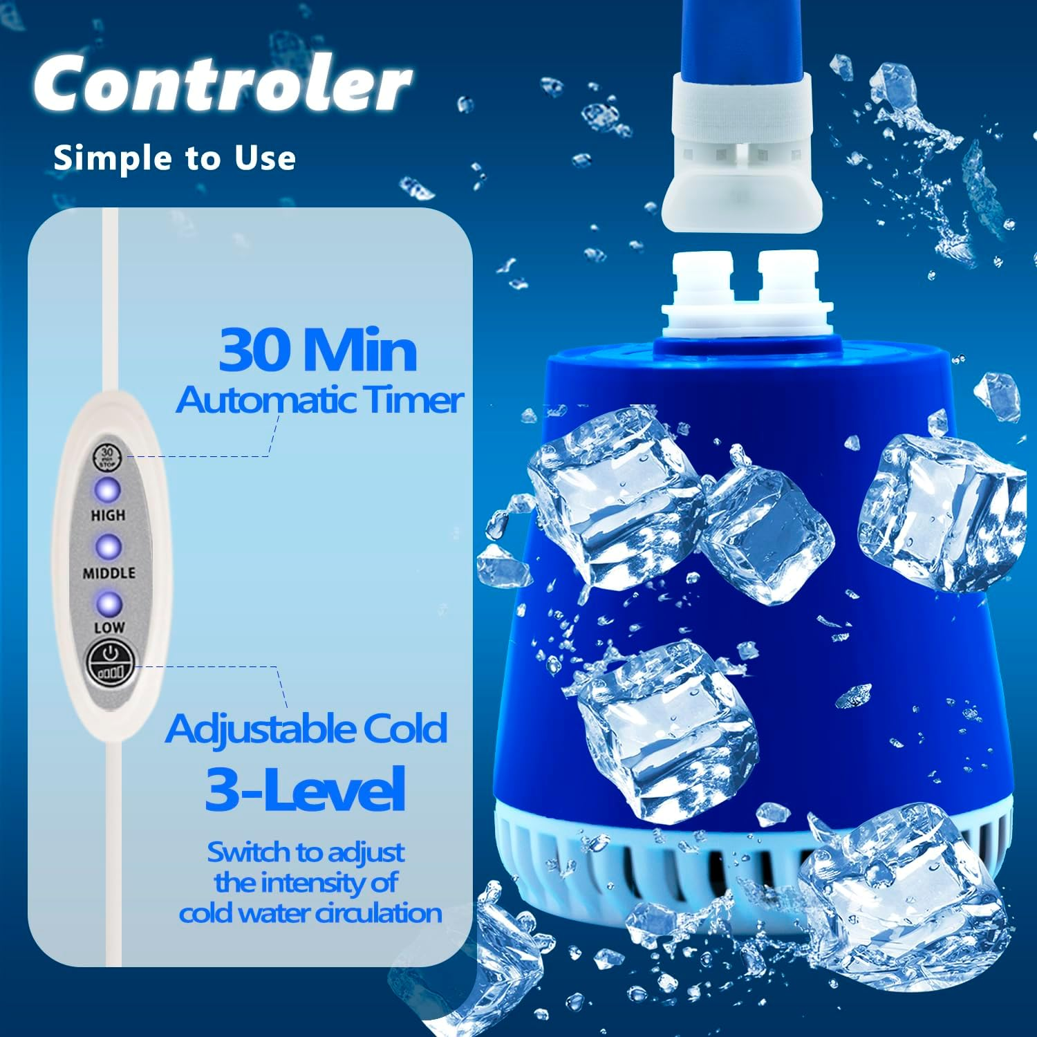 Cold Therapy Machine, Programable Ice Therapy Machine, for Knee Replacement, Post-Surgery Recovery, ACL, Pain Relief, for Sports Injuries, Sprains, Reduce Swelling, Knee Pad image number 1