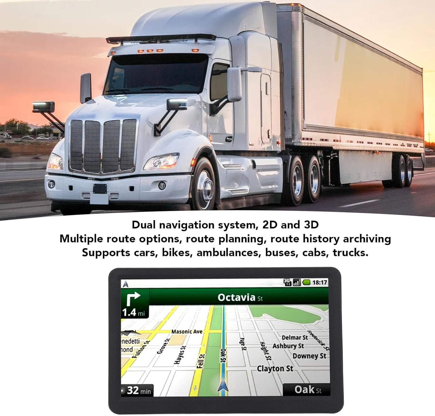 Car Navigation System, 9Inch Touch Screen Car Multimedia Player with 2025 Maps, Voice Prompts, Custom Routes, Speed Red Light Warning, Universal