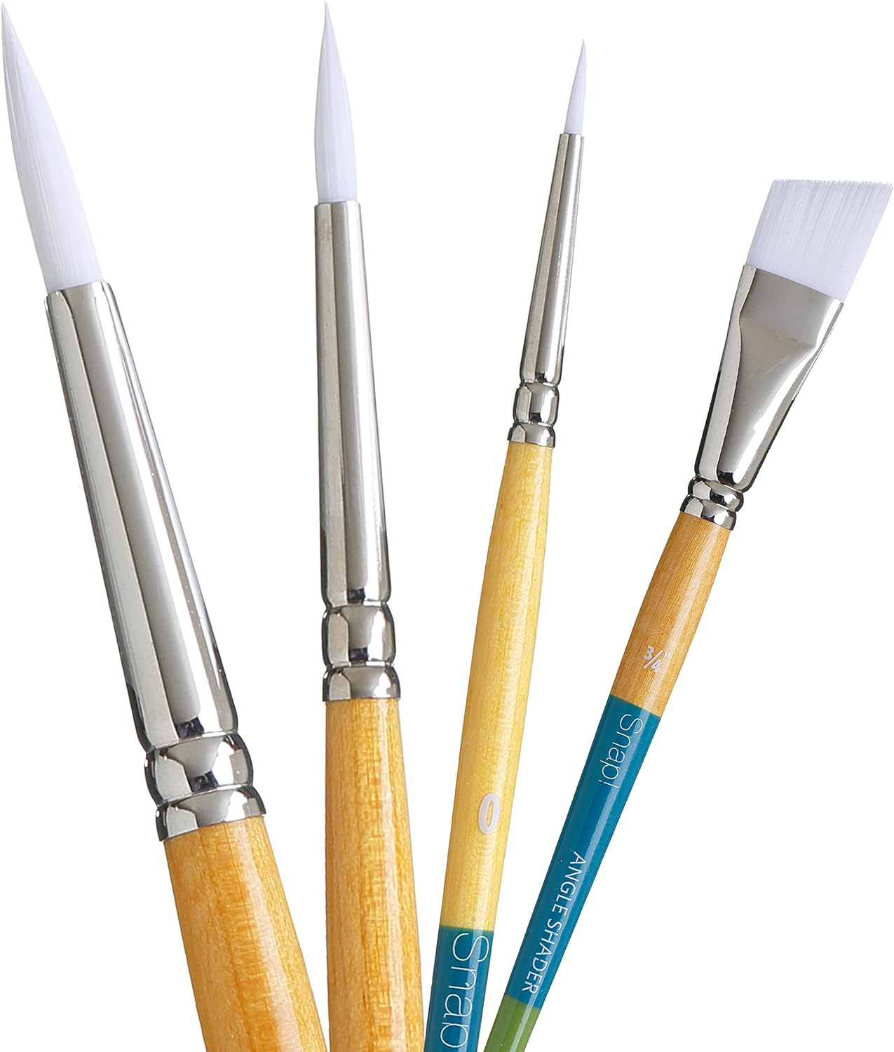 Princeton Snap Synthetic Bristles White Short Handle Snap Paint Brush Set #3 (Set of 4)