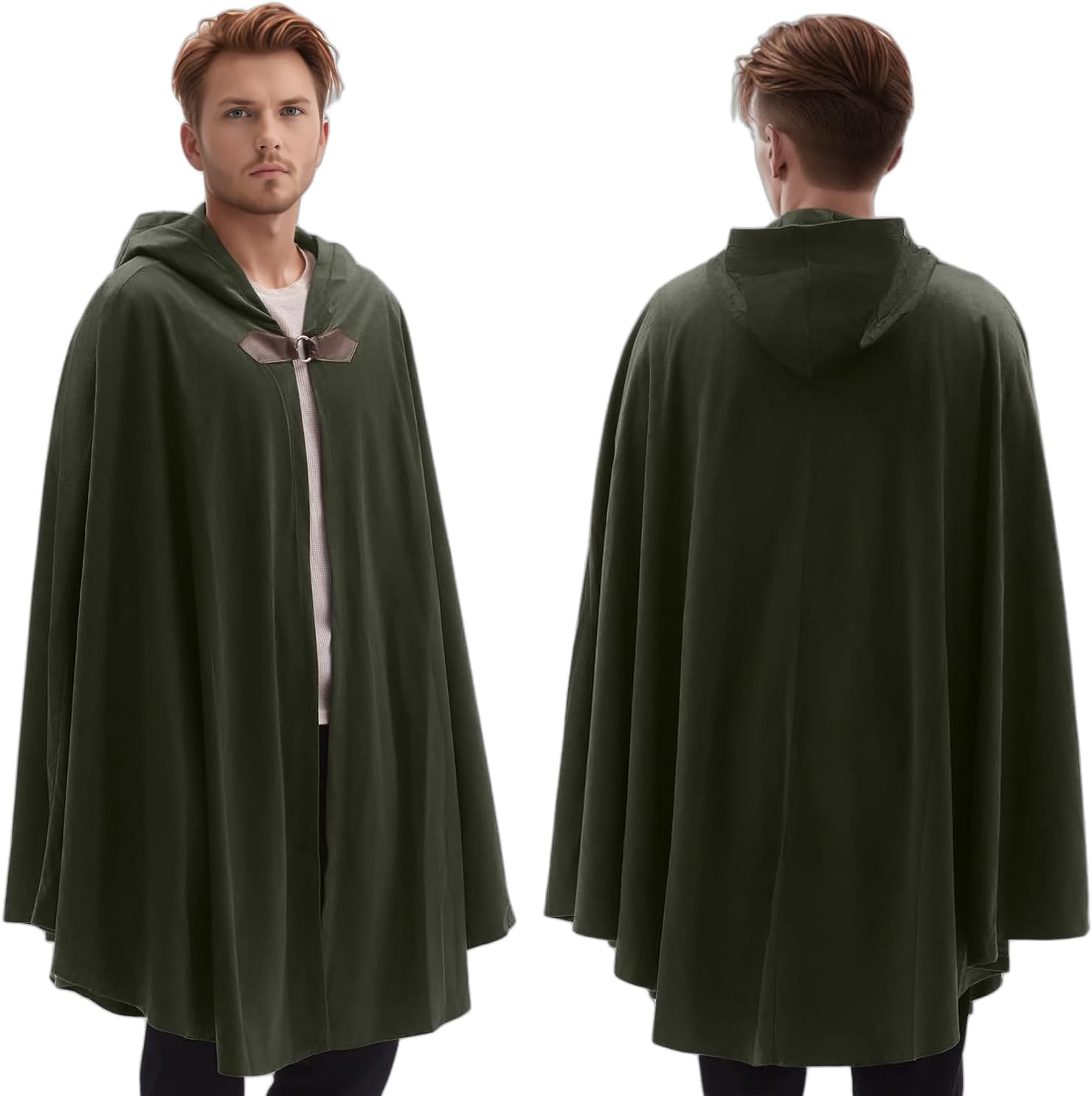 Medieval Hooded Cloak, Renaissance Cape with Hood Adult Men Women, Vintage Capelet Halloween Cloak Costume image number 4